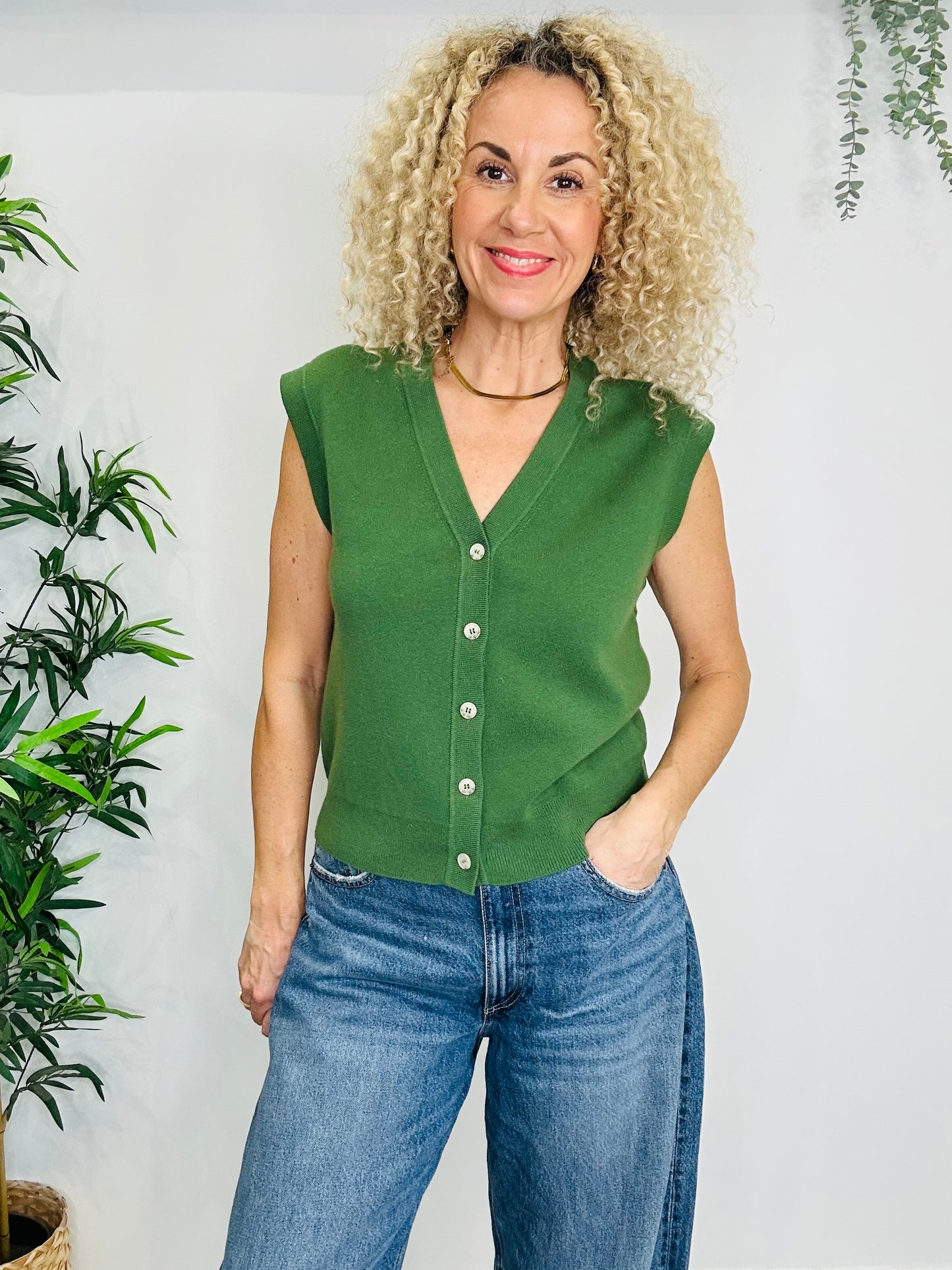 Sleeveless Cashmere Cardigan - Size M