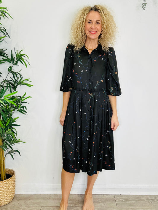 Floral Silk Dress - Size 34