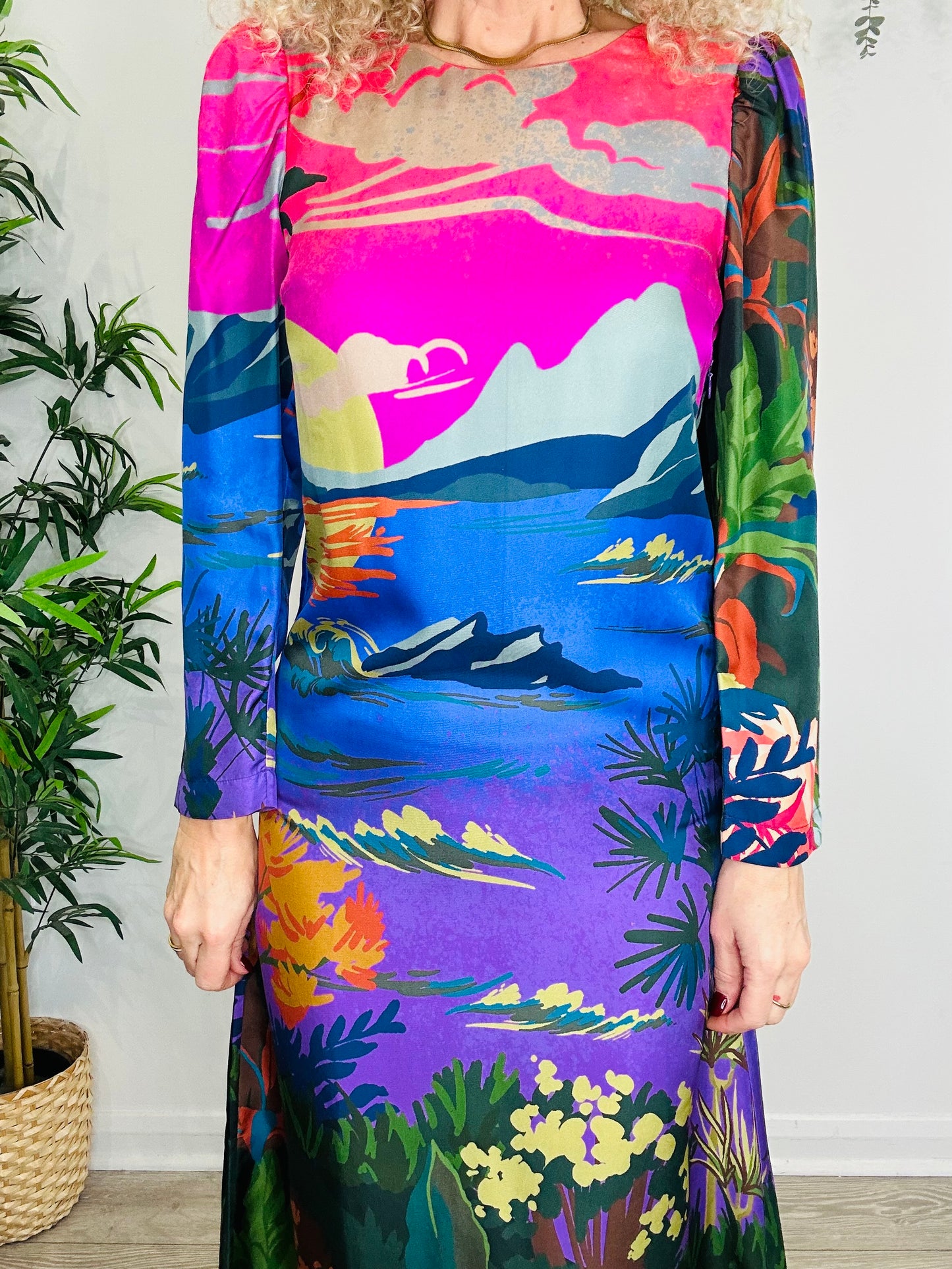 Patterned Silk Dress - Size 34