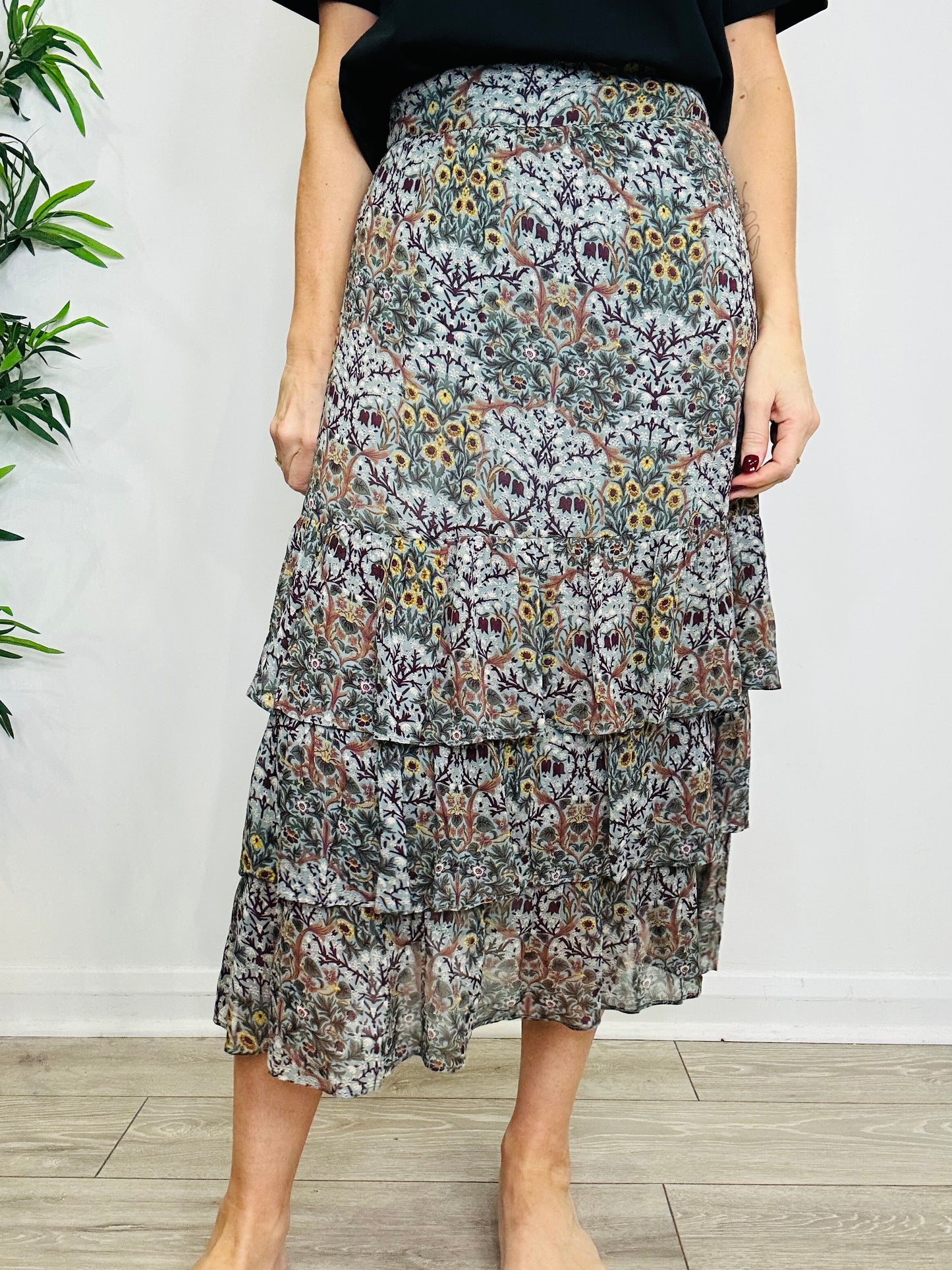 Floral Midi Skirt - Size 2