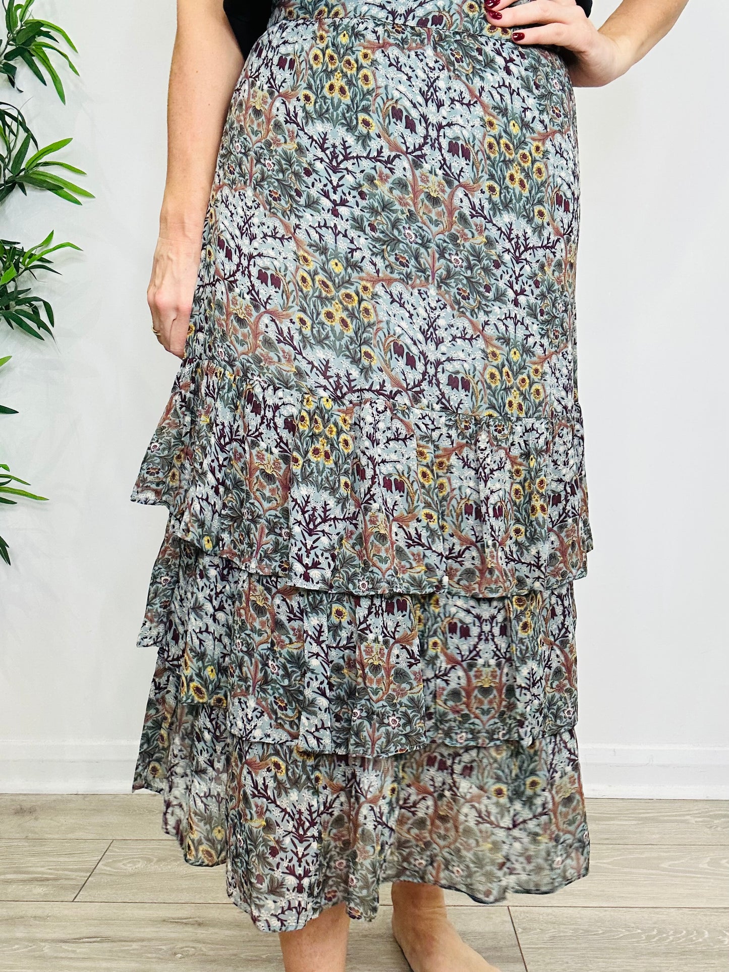 Floral Midi Skirt - Size 2
