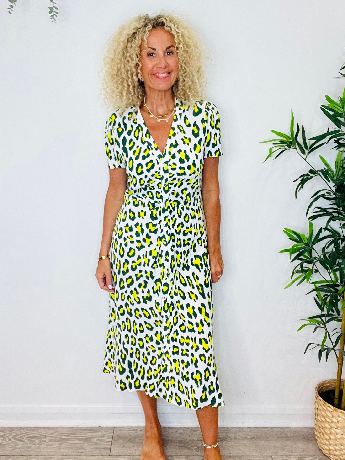 Leopard Print Midi Dress - Size M