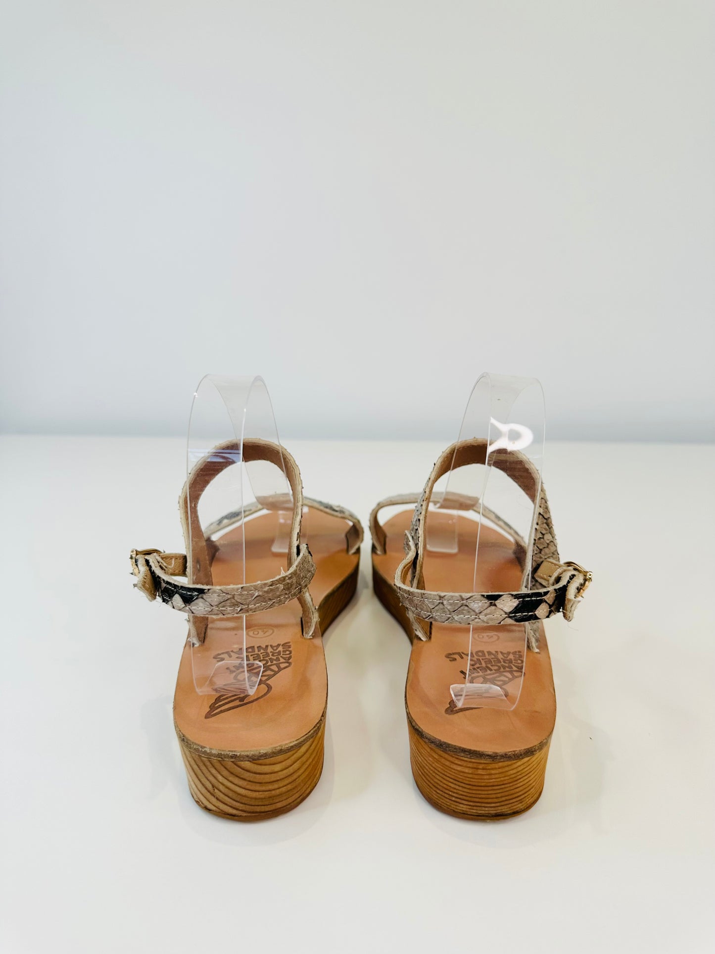Snakeskin Embossed Leather Sandals - Size 40