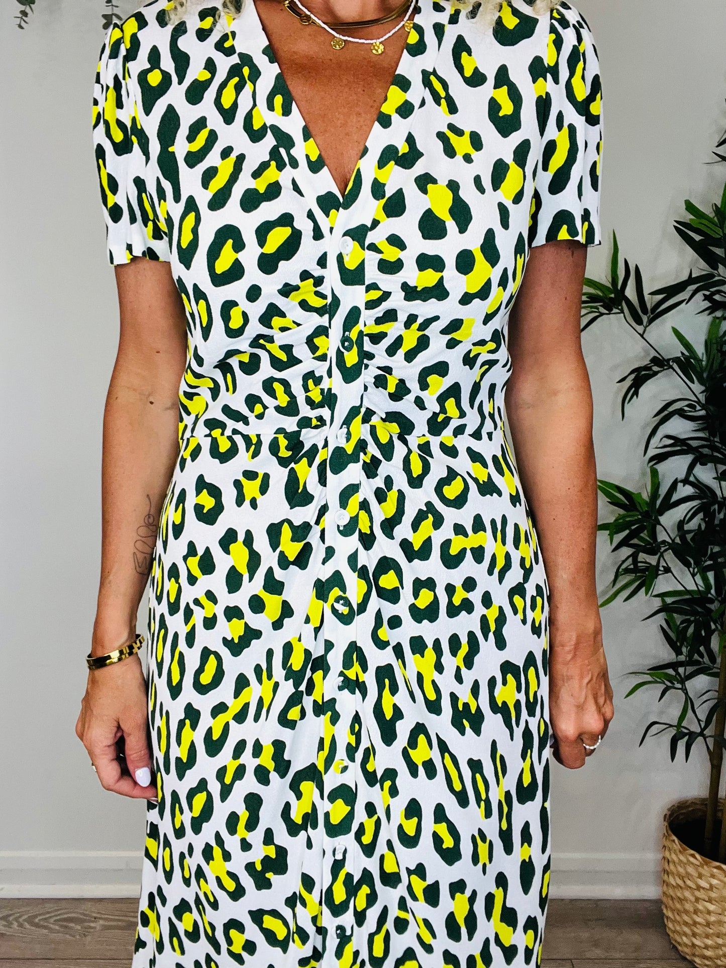 Leopard Print Midi Dress - Size M