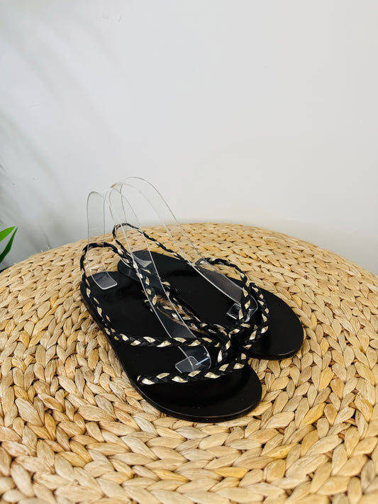 Braided Leather Sandals - Size 38
