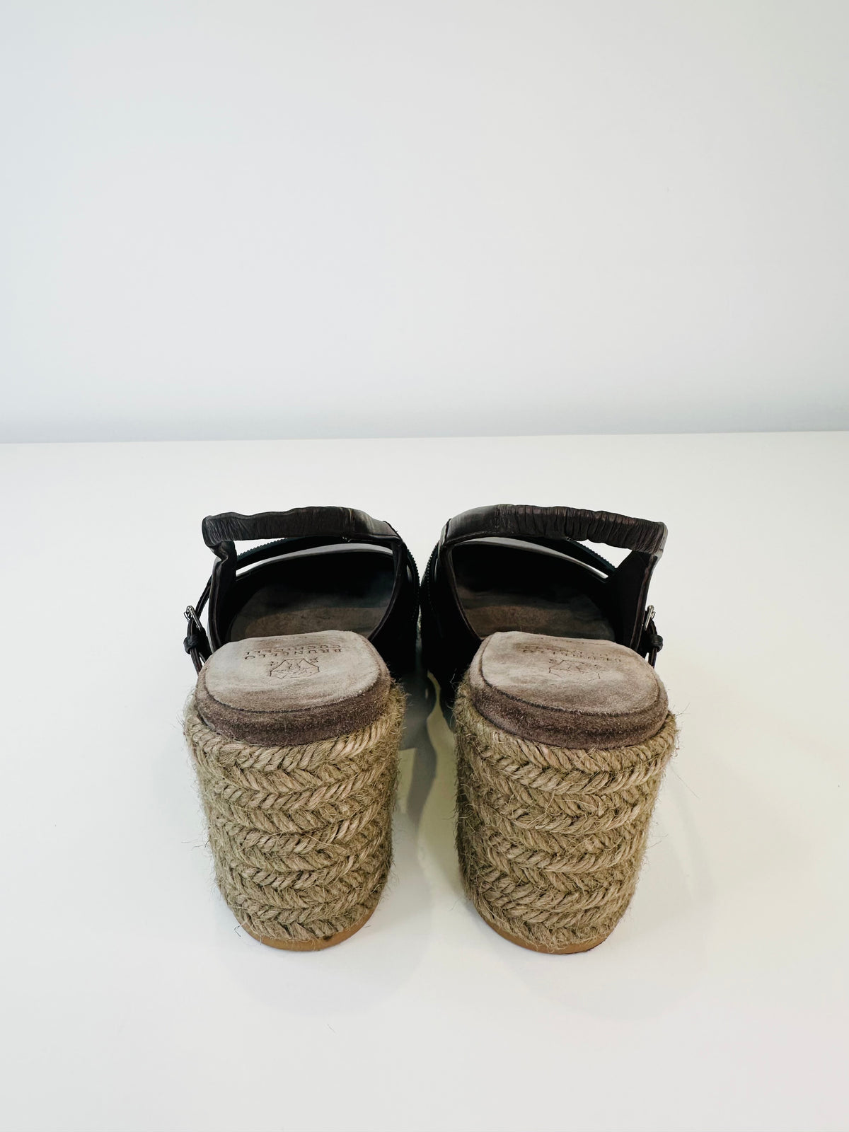 Leather Espadrille Wedge Sandals - Size 40