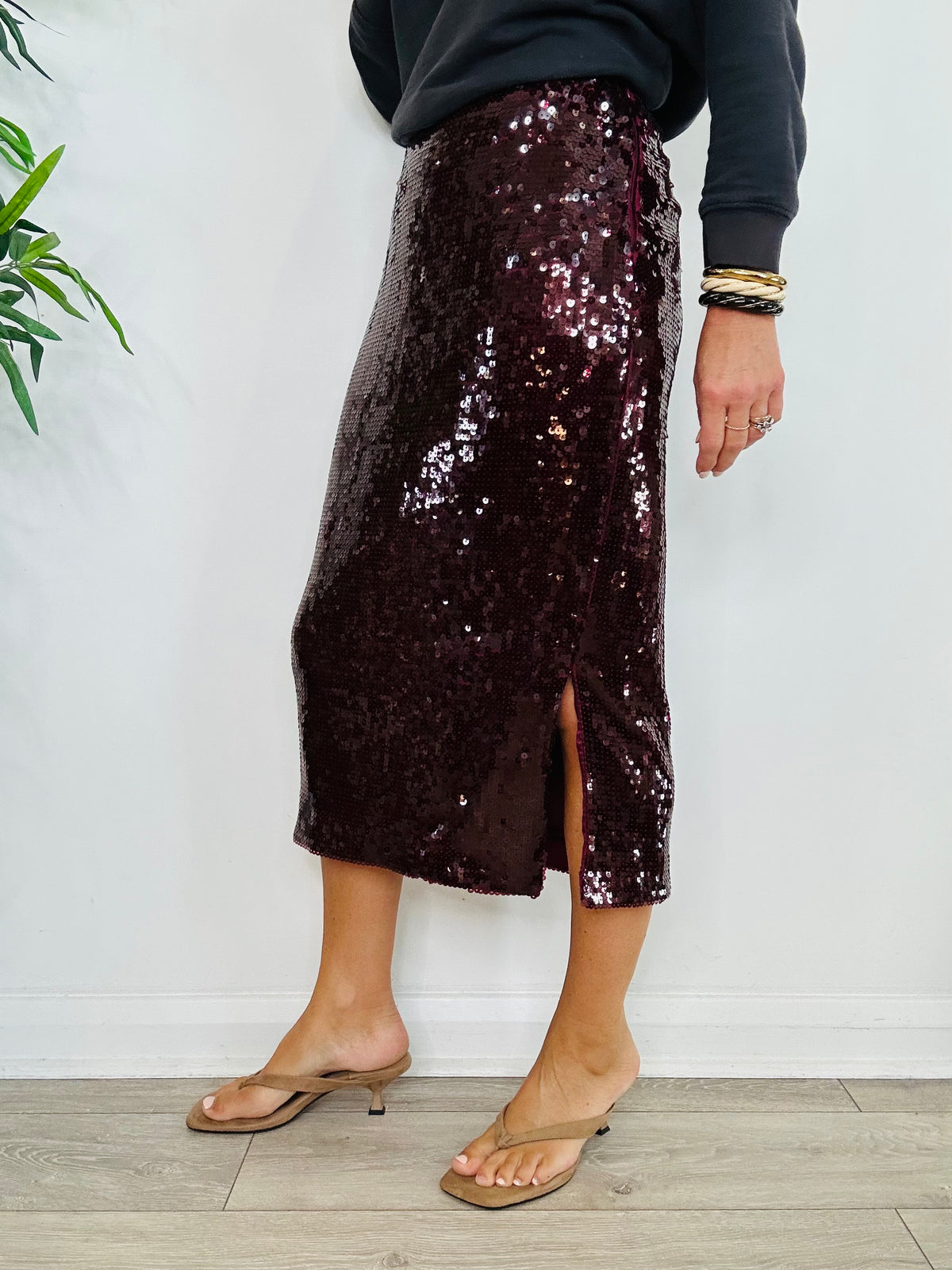 Sequin Midi Skirt - Size S