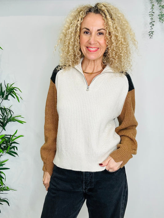 Cashmere Half Zip Jumper - Size M