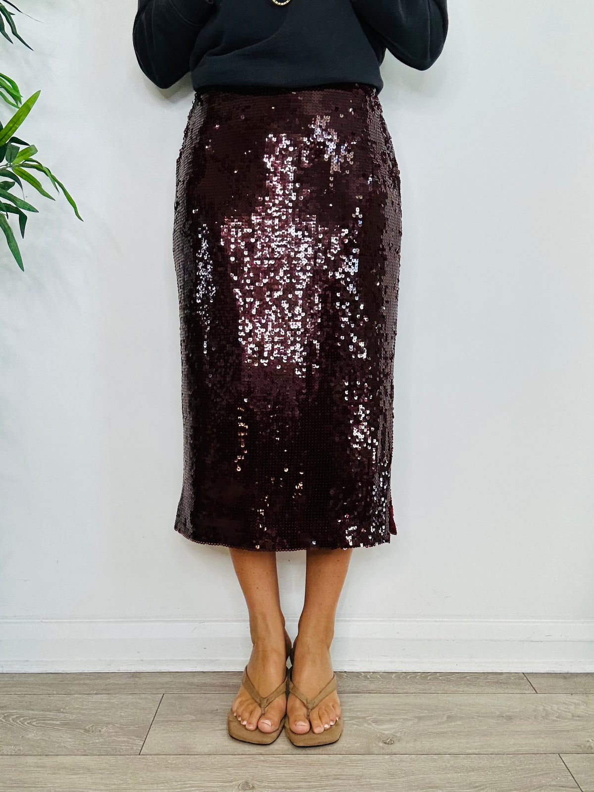 Sequin Midi Skirt - Size S