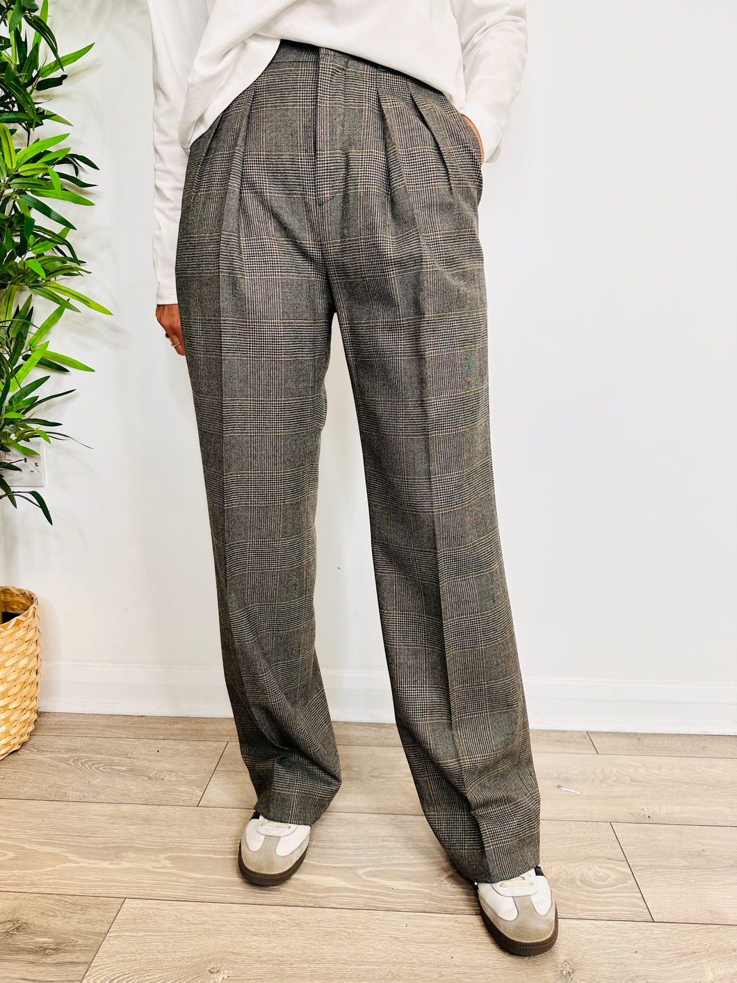 Check Wool Trousers - Size 38