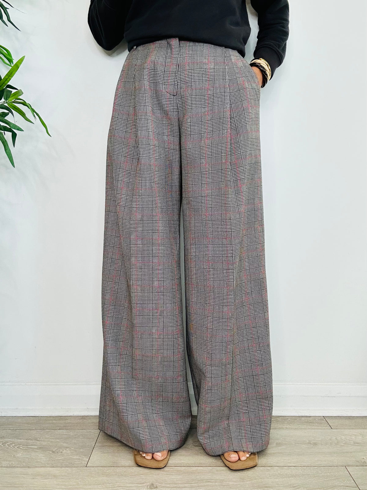 Check Wide Leg Trousers - Size 38IT