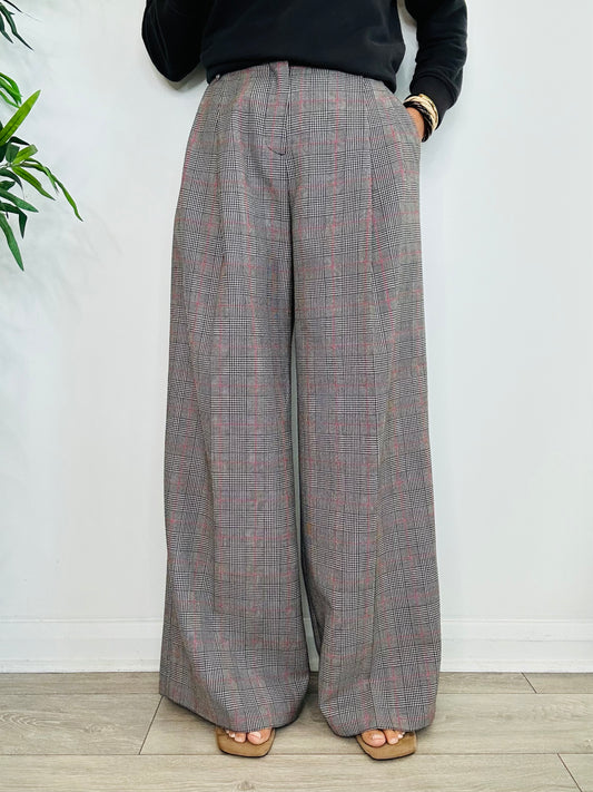 Check Wide Leg Trousers - Size 38IT