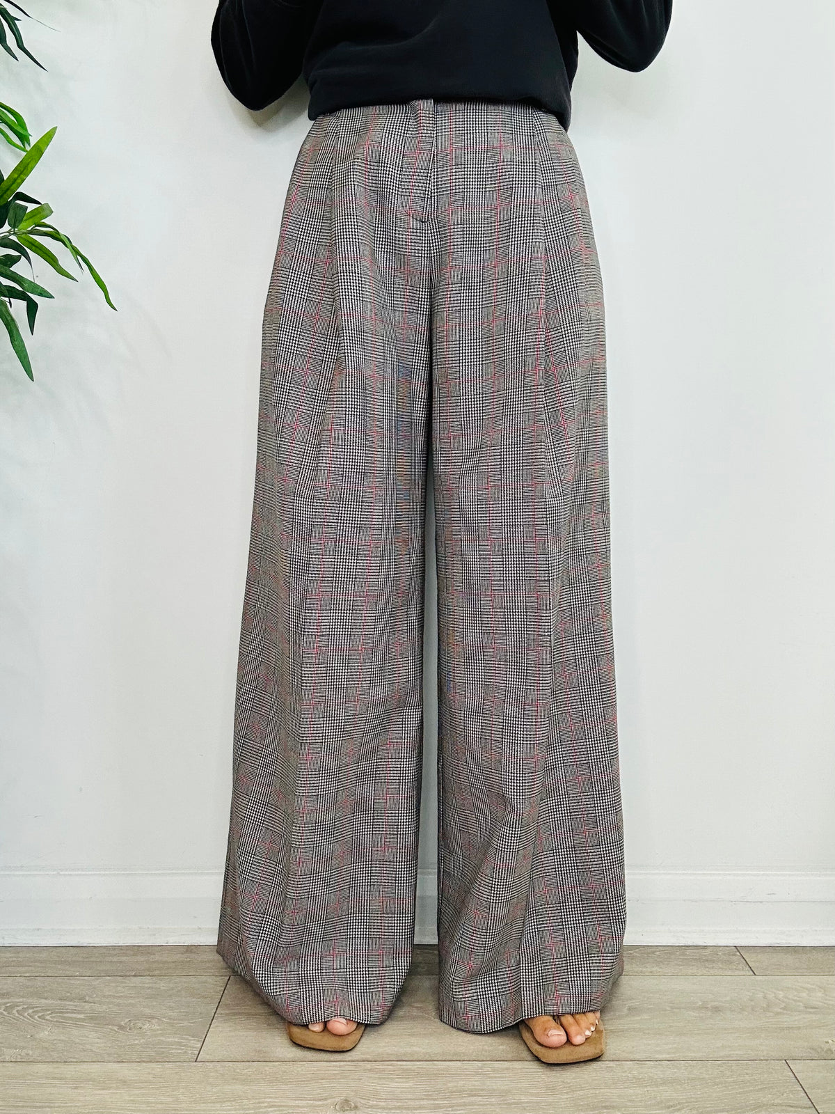 Check Wide Leg Trousers - Size 38IT