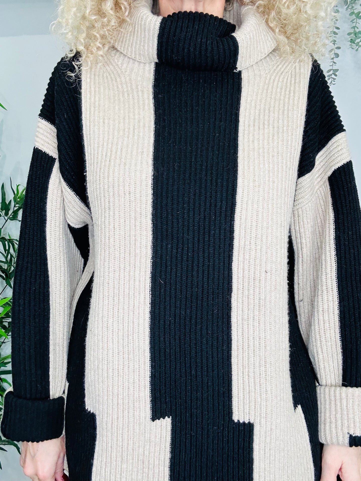 Ribbed Roll Neck Jumper - Size M