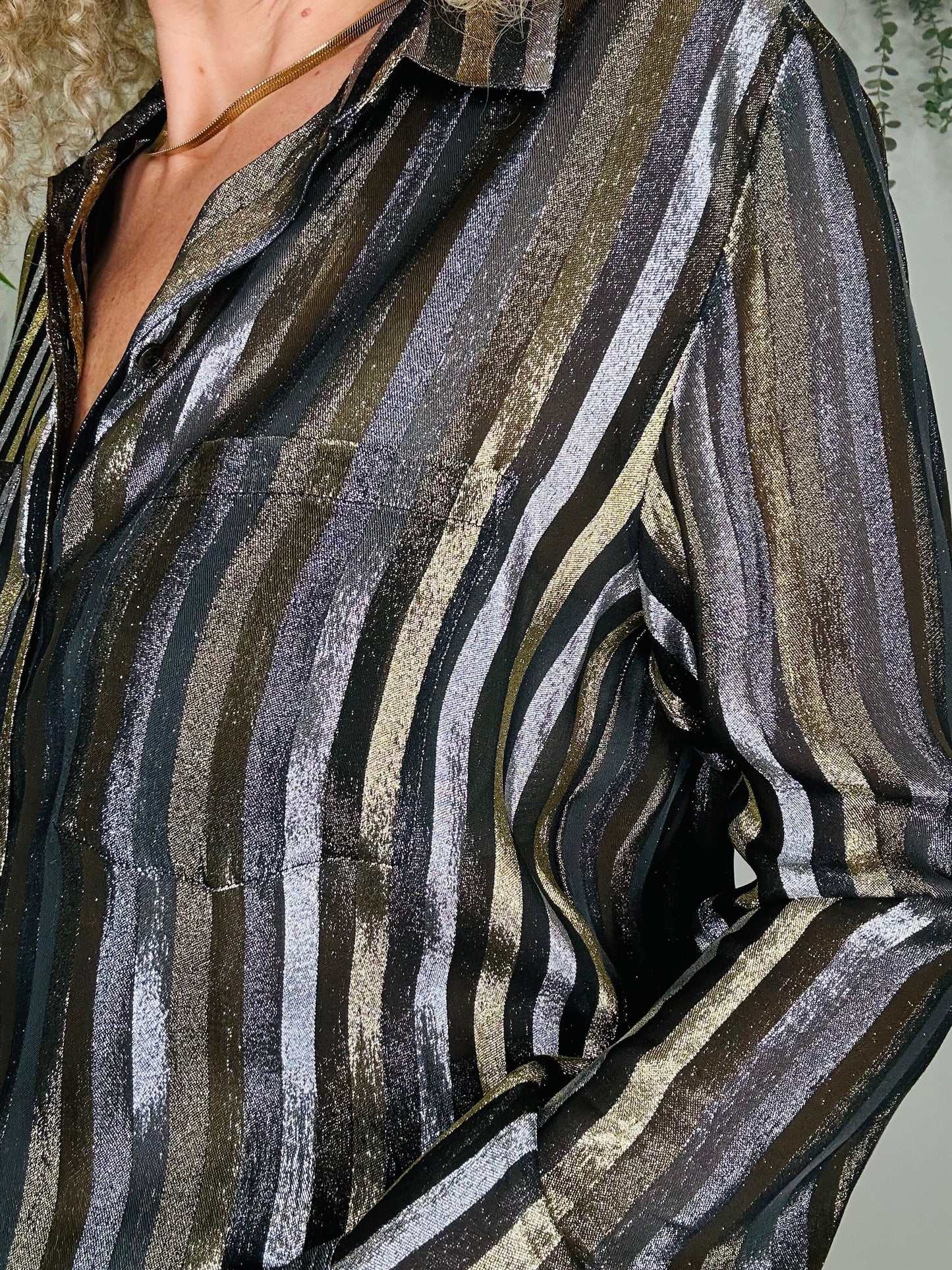 Metallic Stripe Shirt - Size M