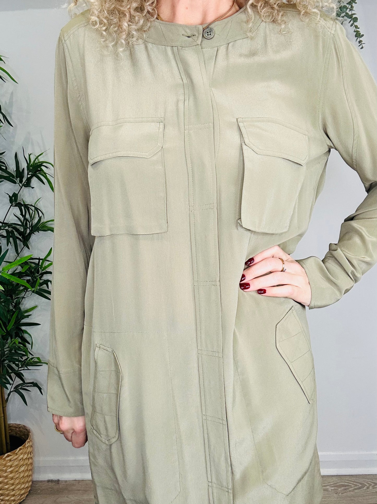 Silk Shirt Dress - Size 12