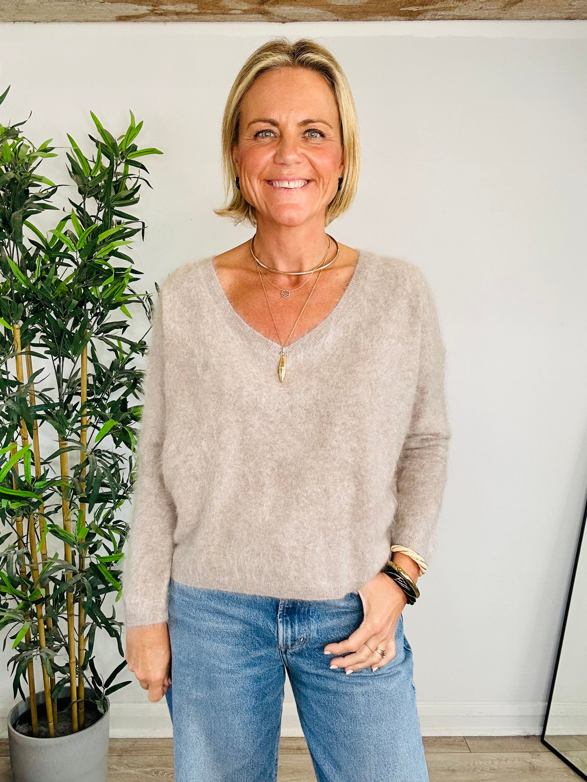 Brushed Cashmere Jumper - Size S