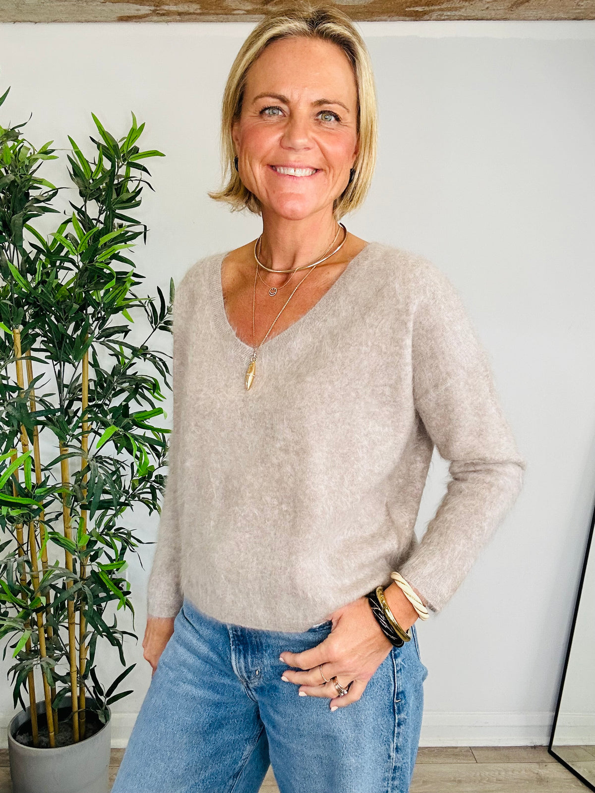 Brushed Cashmere Jumper - Size S