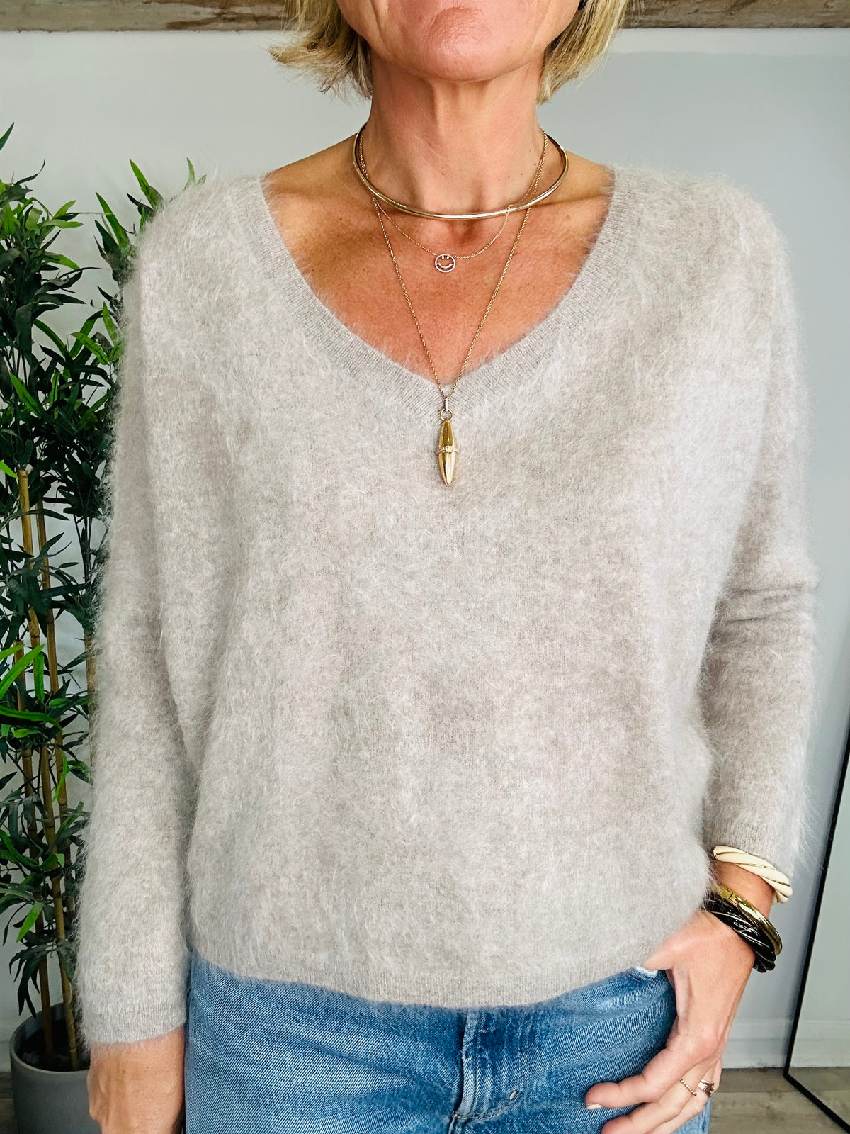 Brushed Cashmere Jumper - Size S