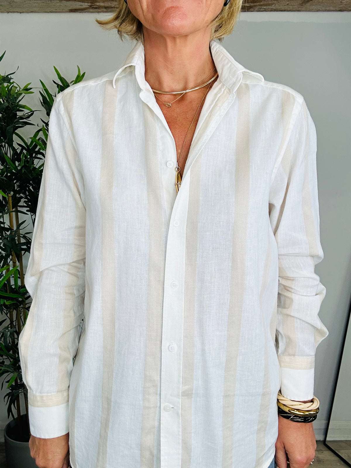 Striped Boyfriend Shirt - Size 10