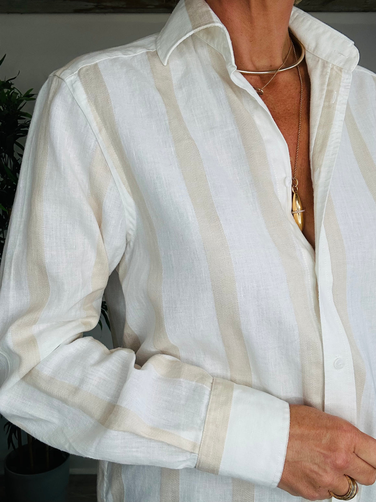 Striped Boyfriend Shirt - Size 10