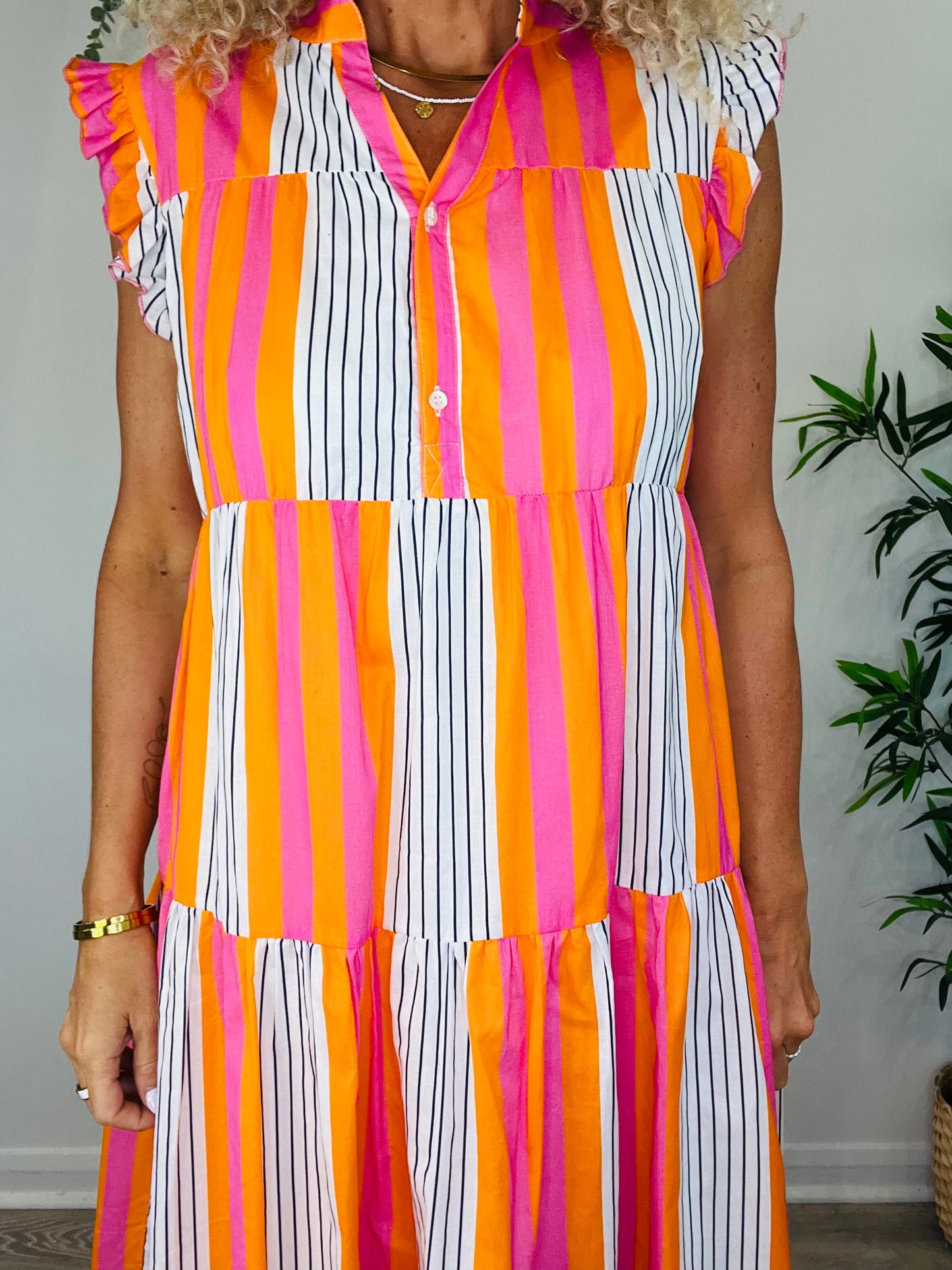 Striped Short Dress - Size 46