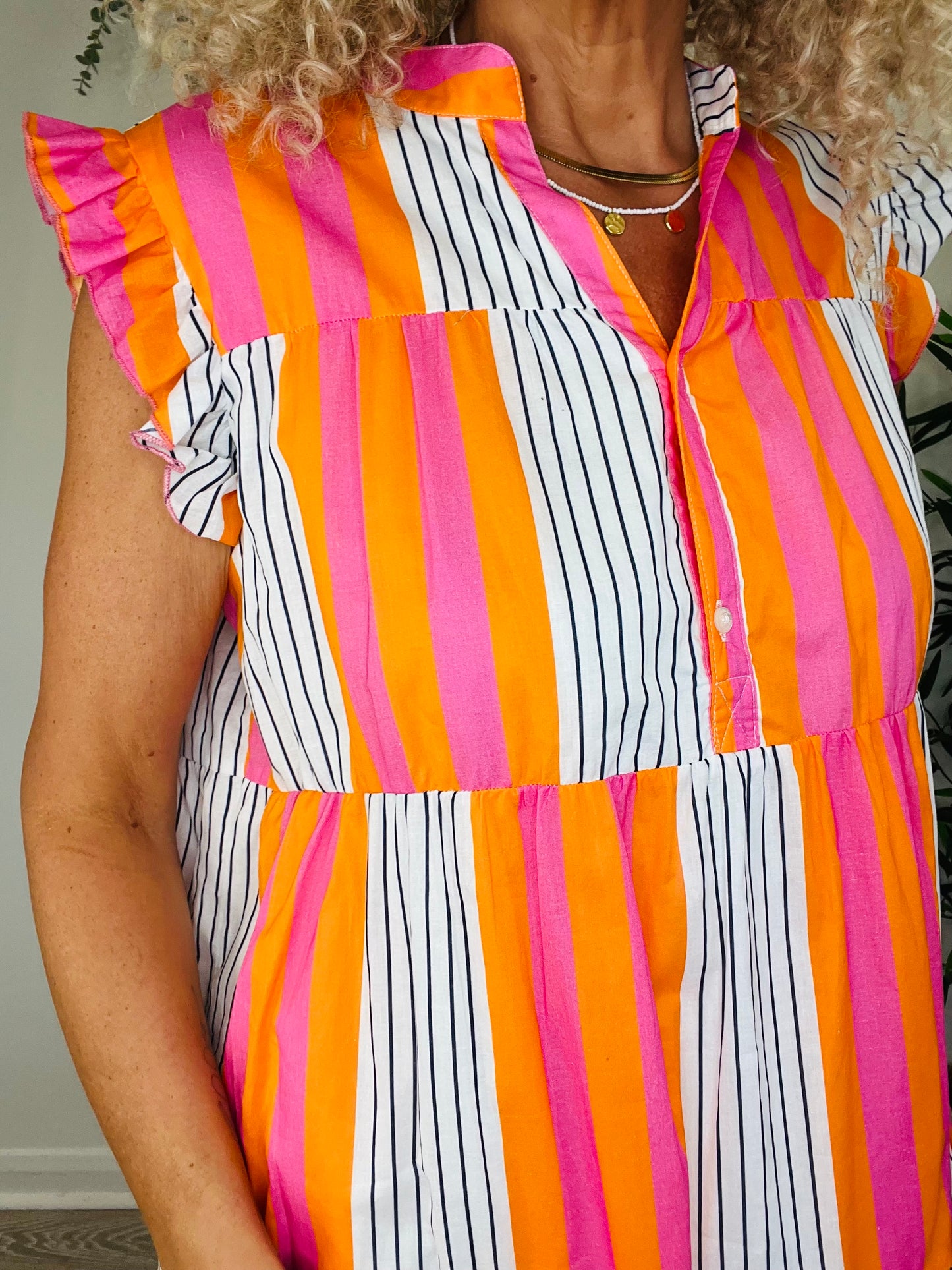 Striped Short Dress - Size 46