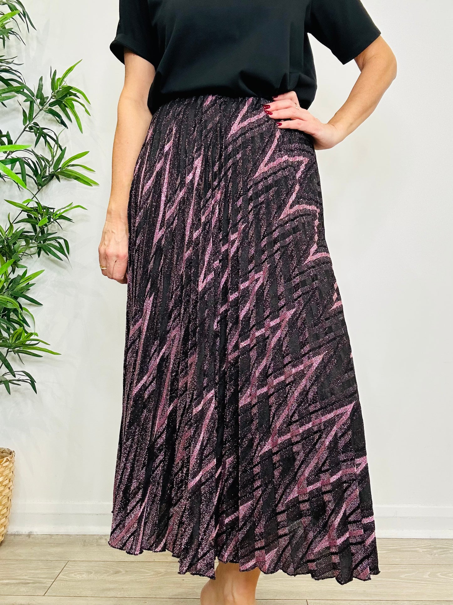 Metallic Pleated Skirt - Size M