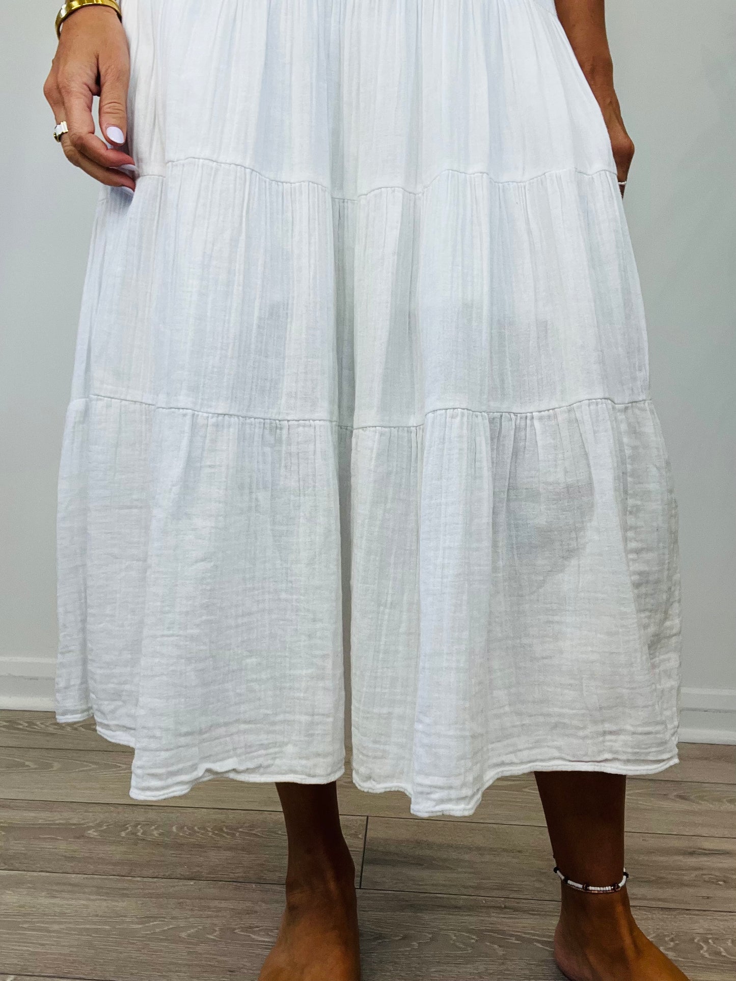 Tiered Cheesecloth Dress - Size 8