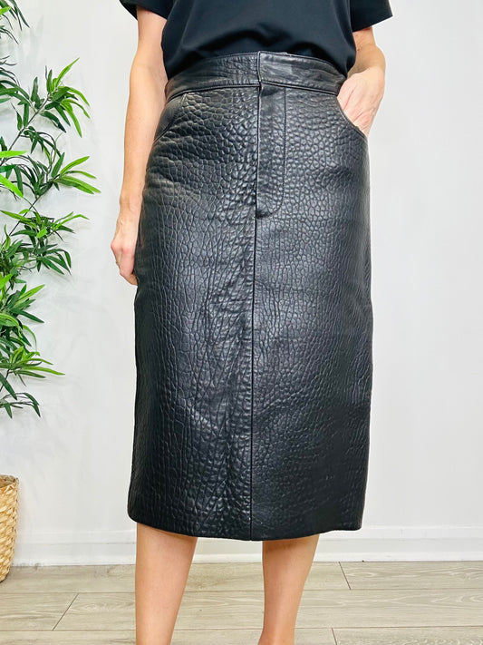 Leather Midi Skirt - Size 12