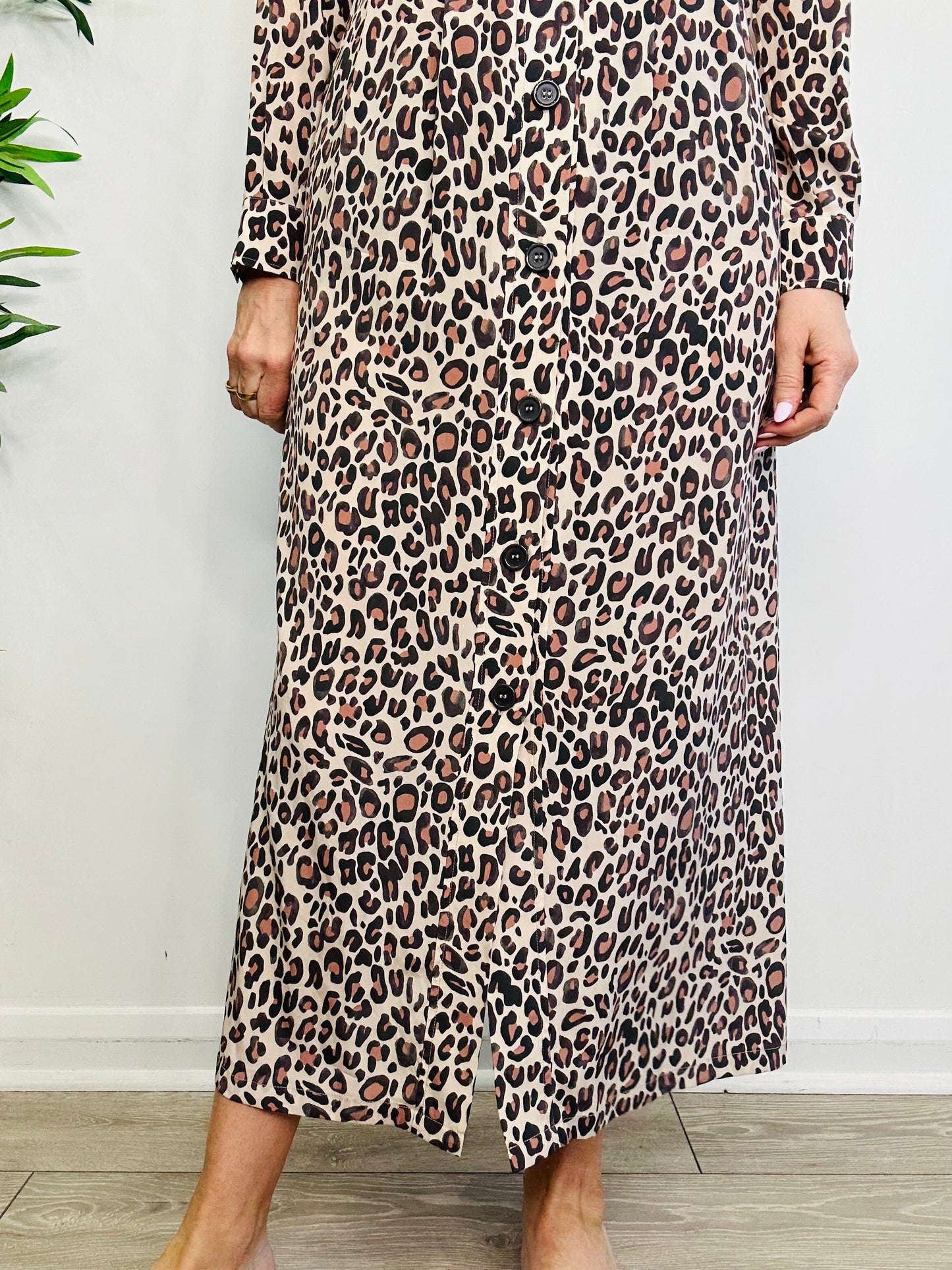 Silk Leopard Print Dress - Size M