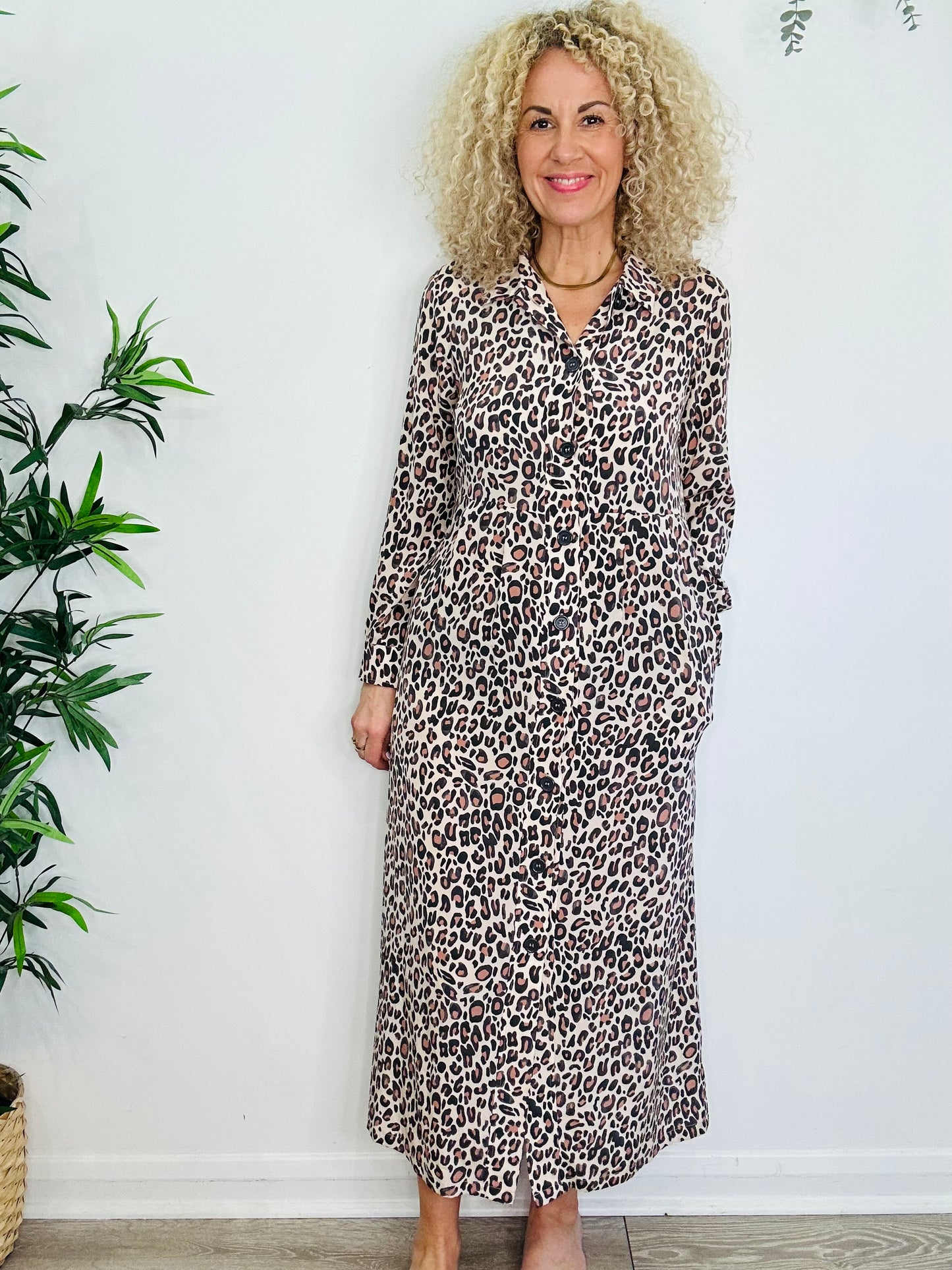 Silk Leopard Print Dress - Size M