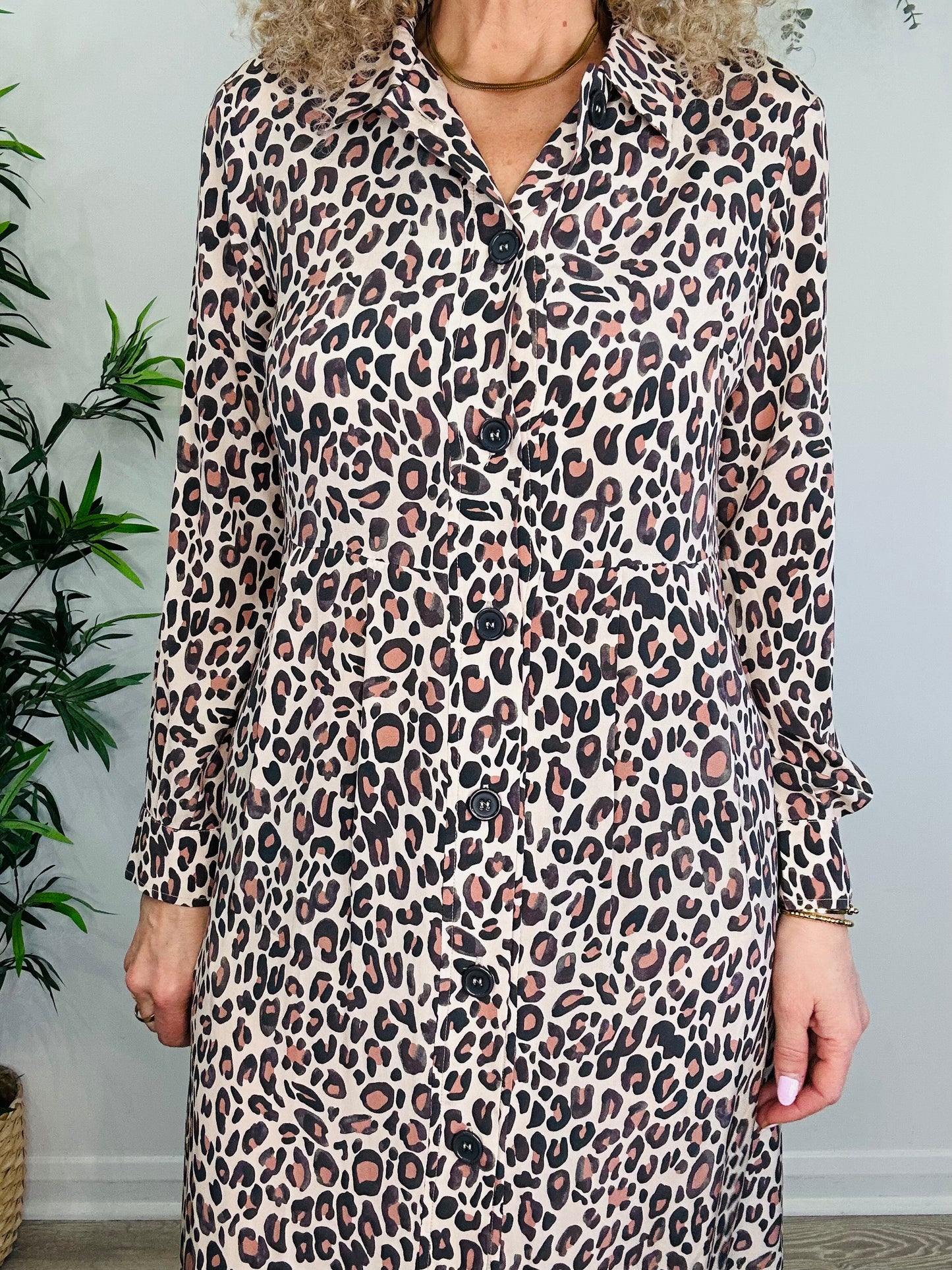 Silk Leopard Print Dress - Size M
