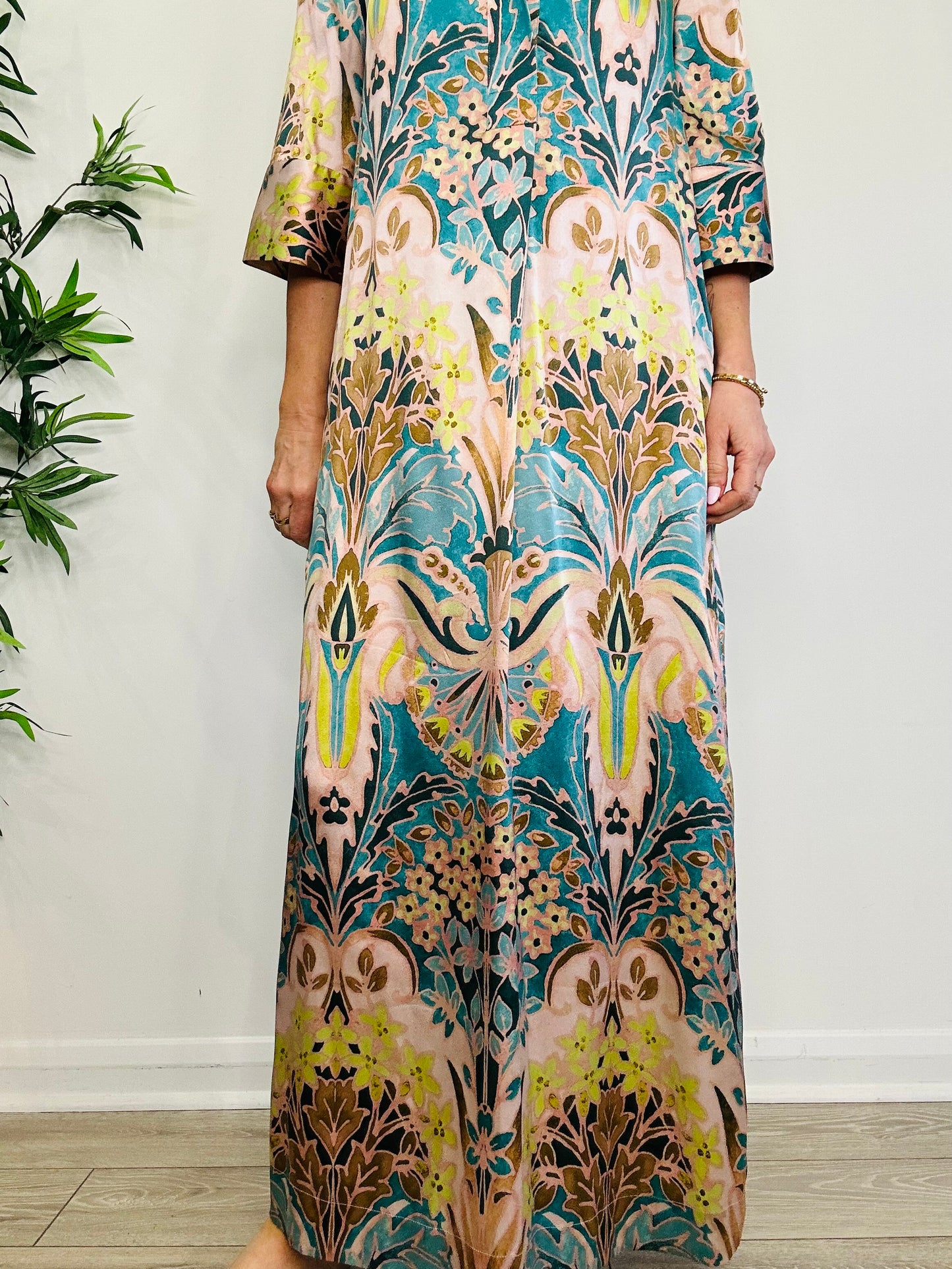 Patterned Silk Dress - Size M