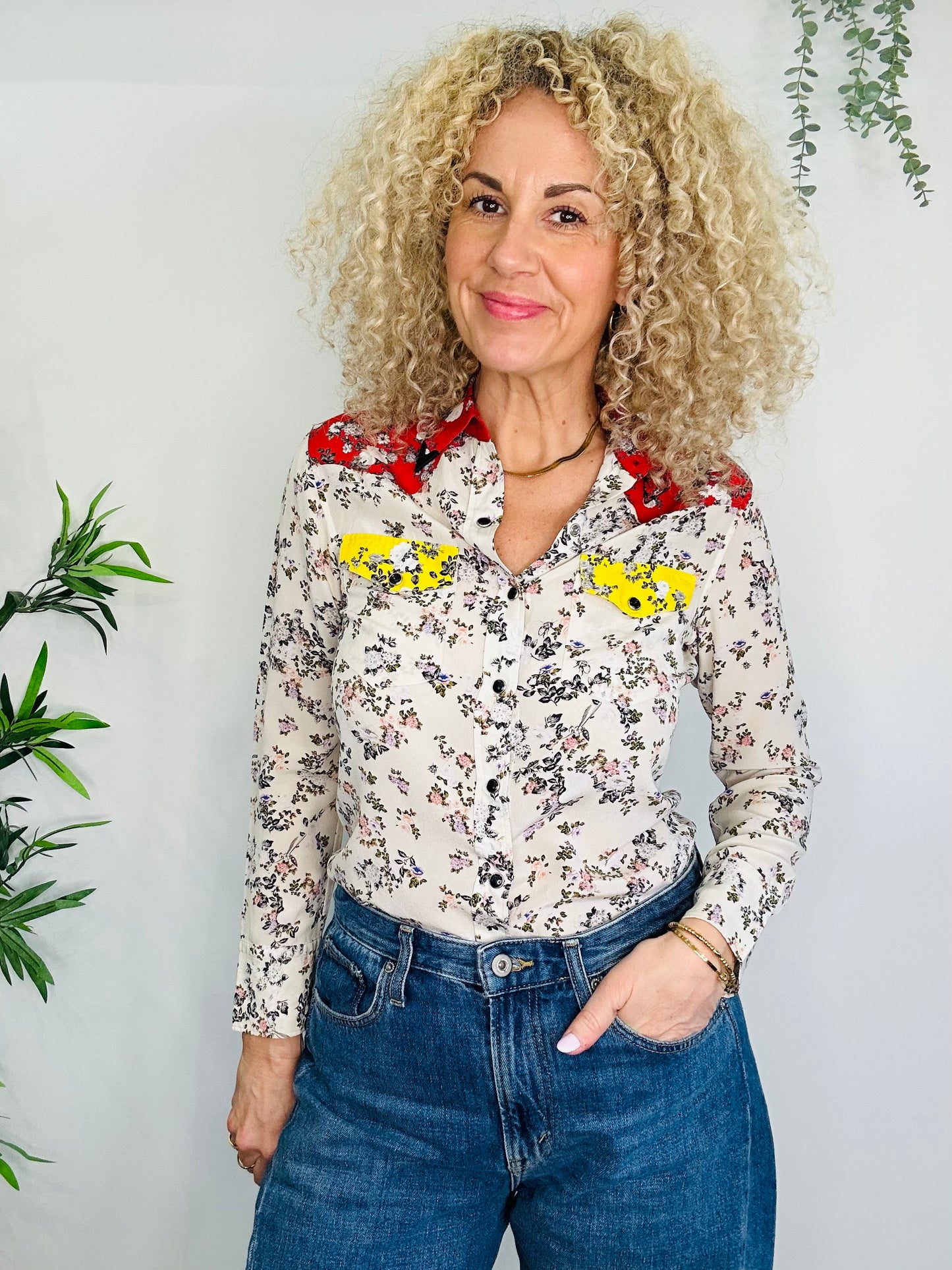 Floral Silk Shirt - Size S