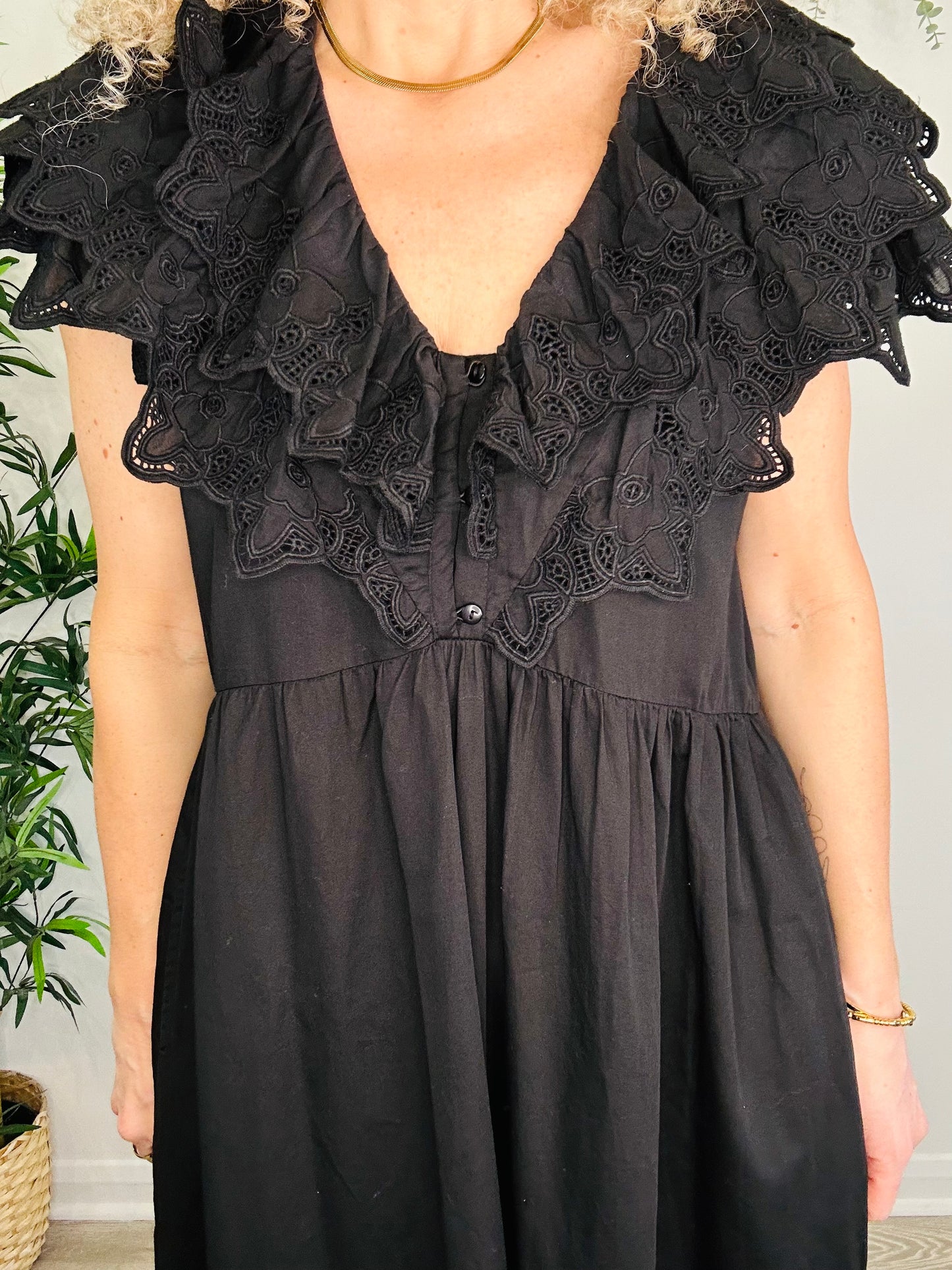 Broderie Detail Cotton Dress - Size L