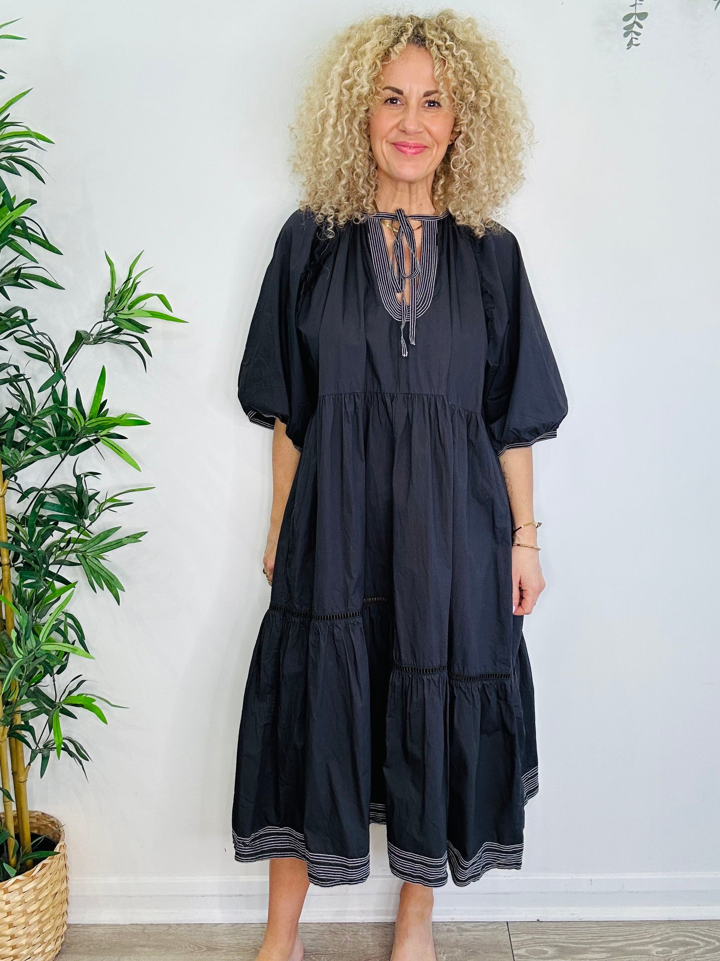 Tiered Cotton Dress - Size L