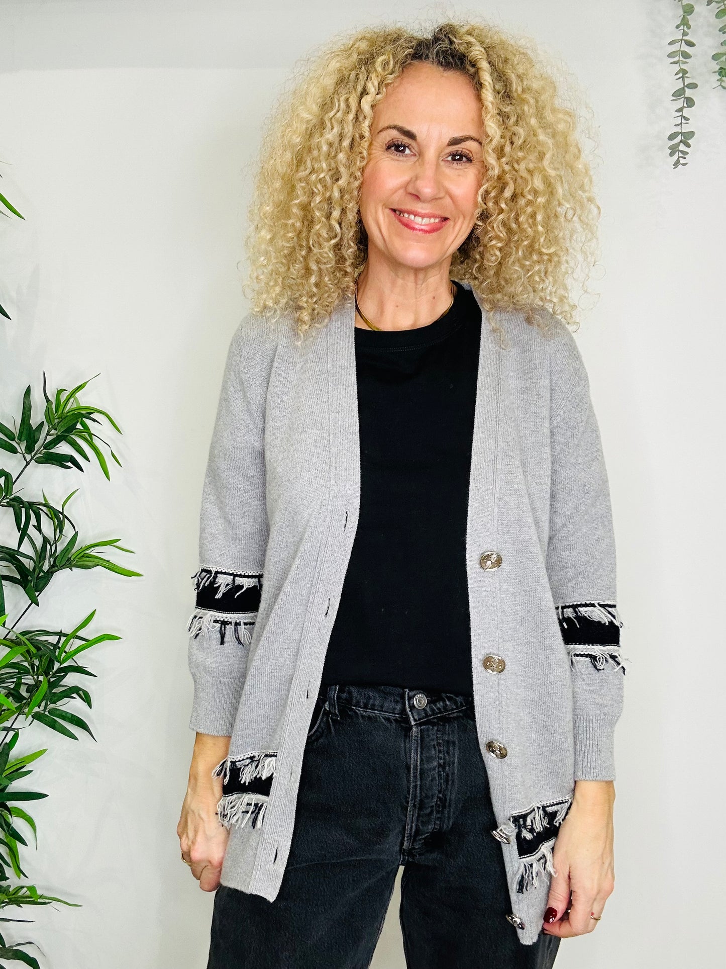 Fringed Cashmere Cardigan - Size XS