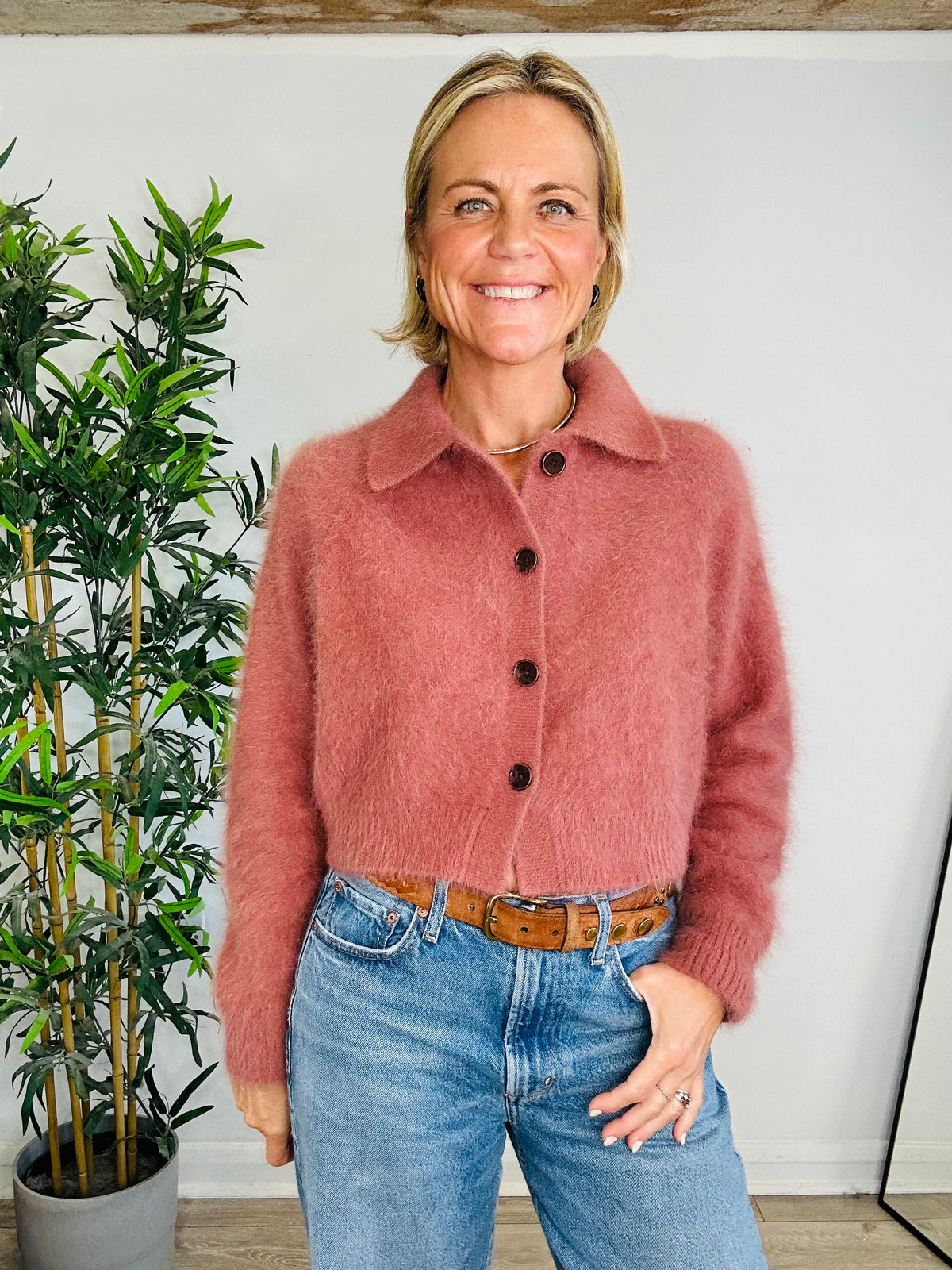 Angora Cropped Cardigan - Size 1