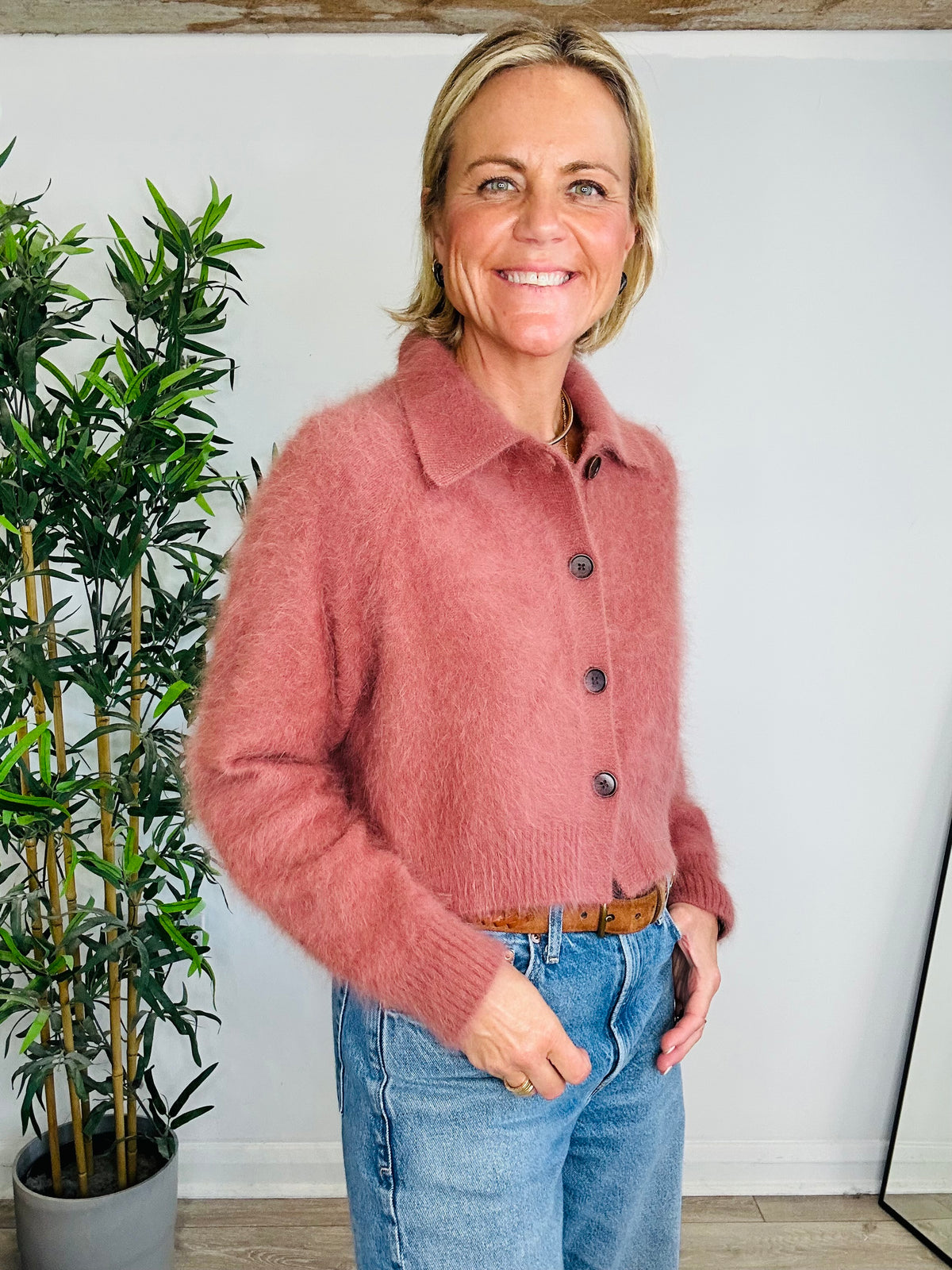 Angora Cropped Cardigan - Size 1