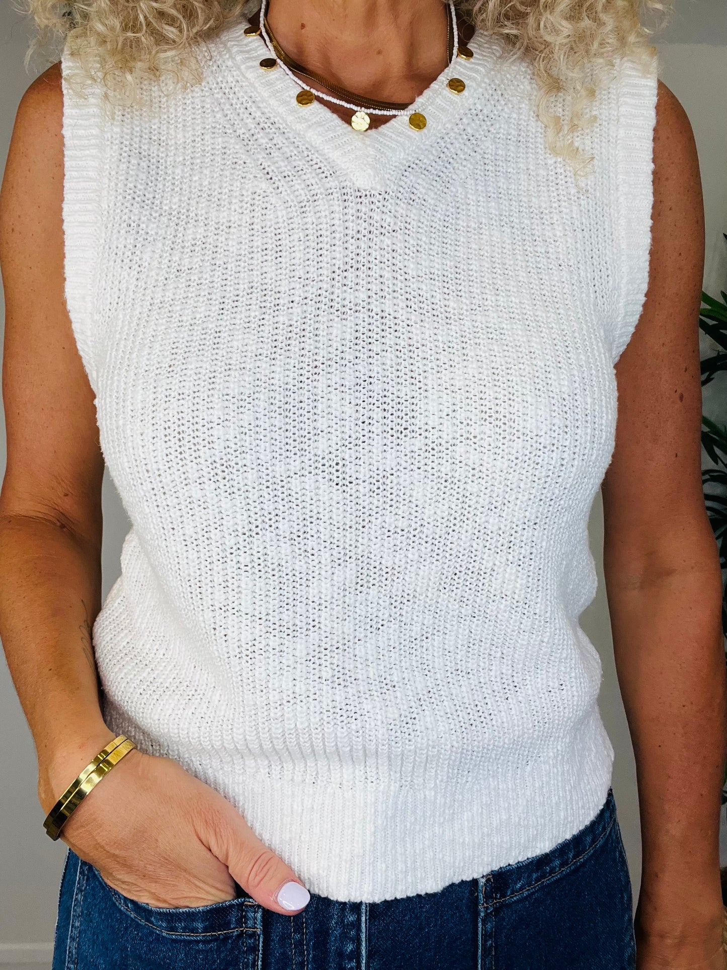 Linen Knit Vest - Size XS
