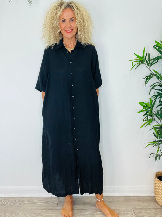 Linen Shirt Dress - Size 3