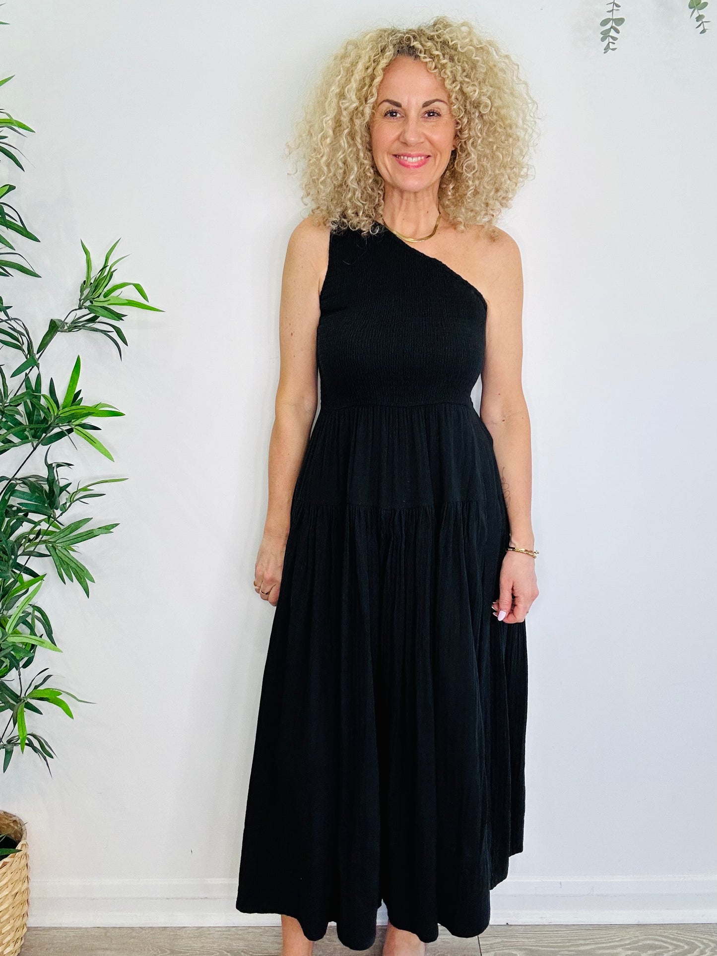 Cheesecloth One Shoulder Dress - Size 12