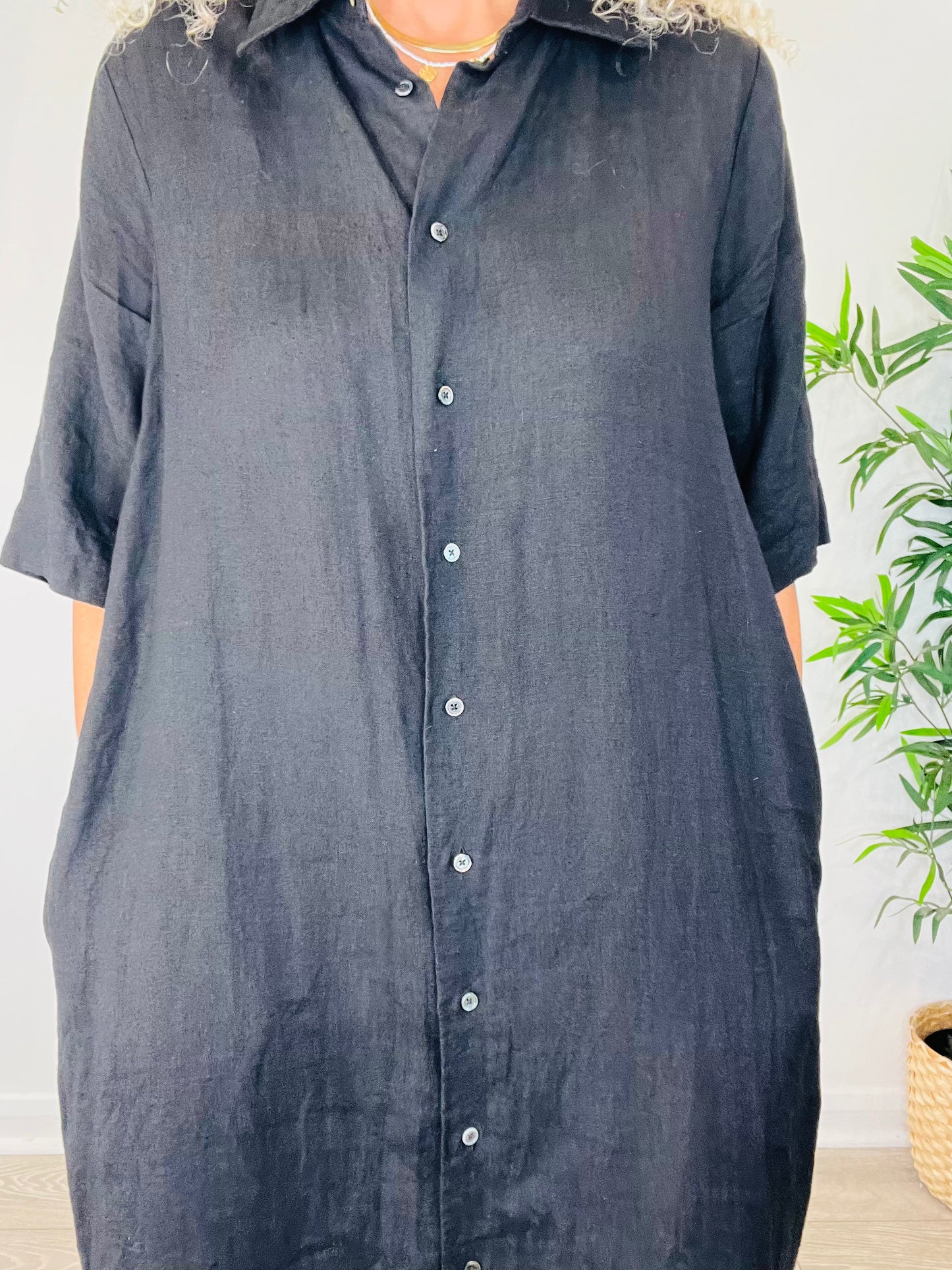 Linen Shirt Dress - Size 3
