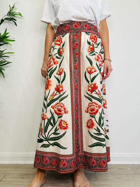 Floral Cotton Skirt - Size XL