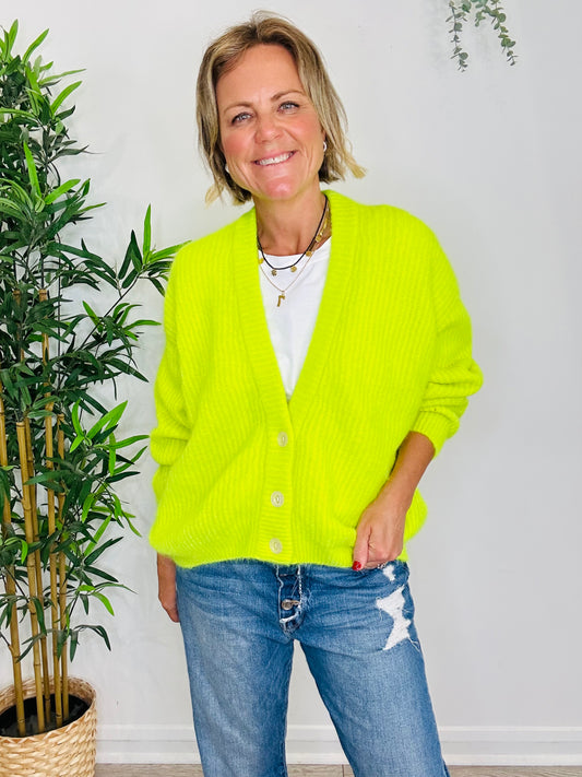 Neon Ribbed Cardigan - Size M