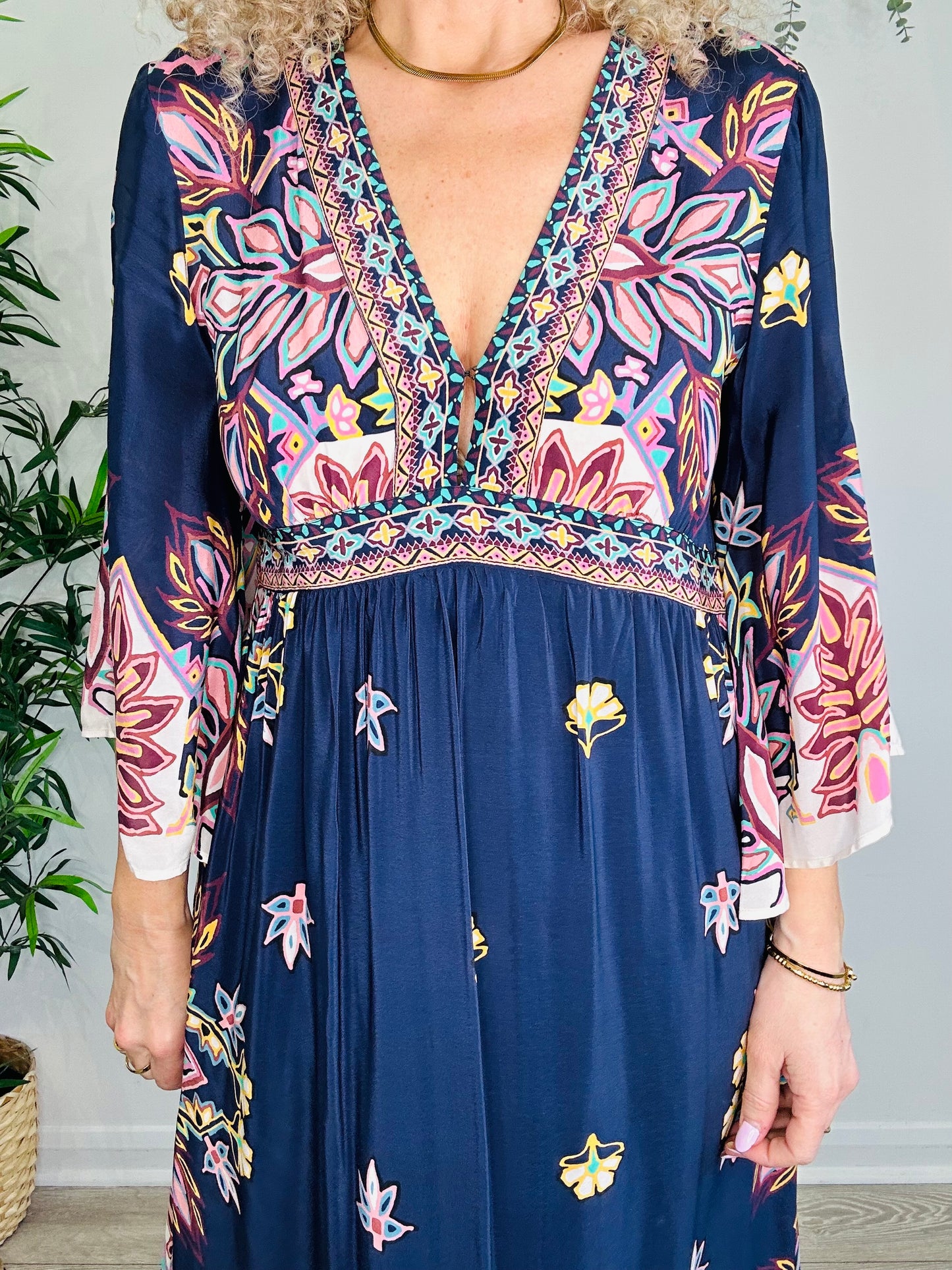 Patterned Maxi Dress - Size 2