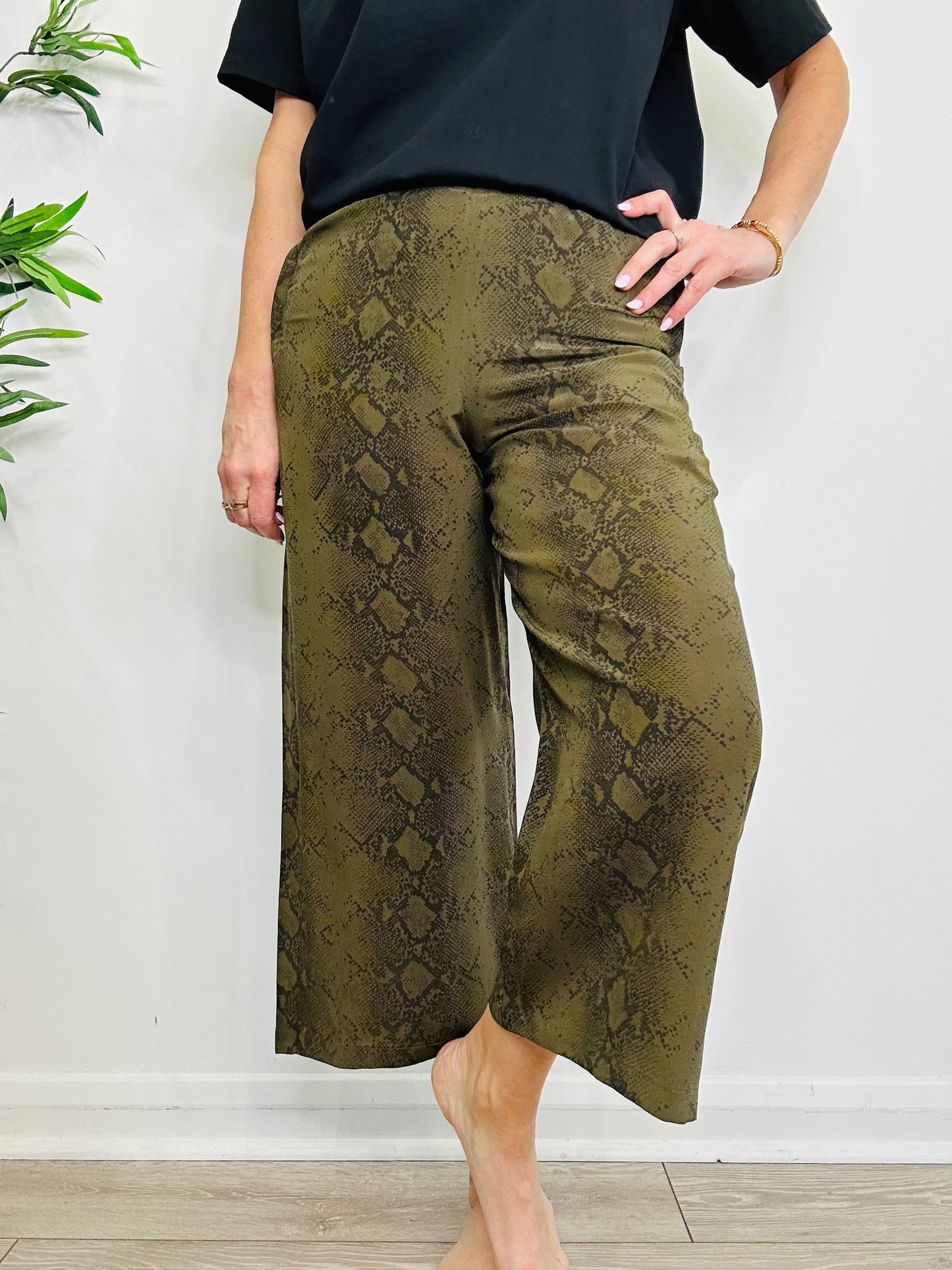 Snakeskin Print Trousers - Size M