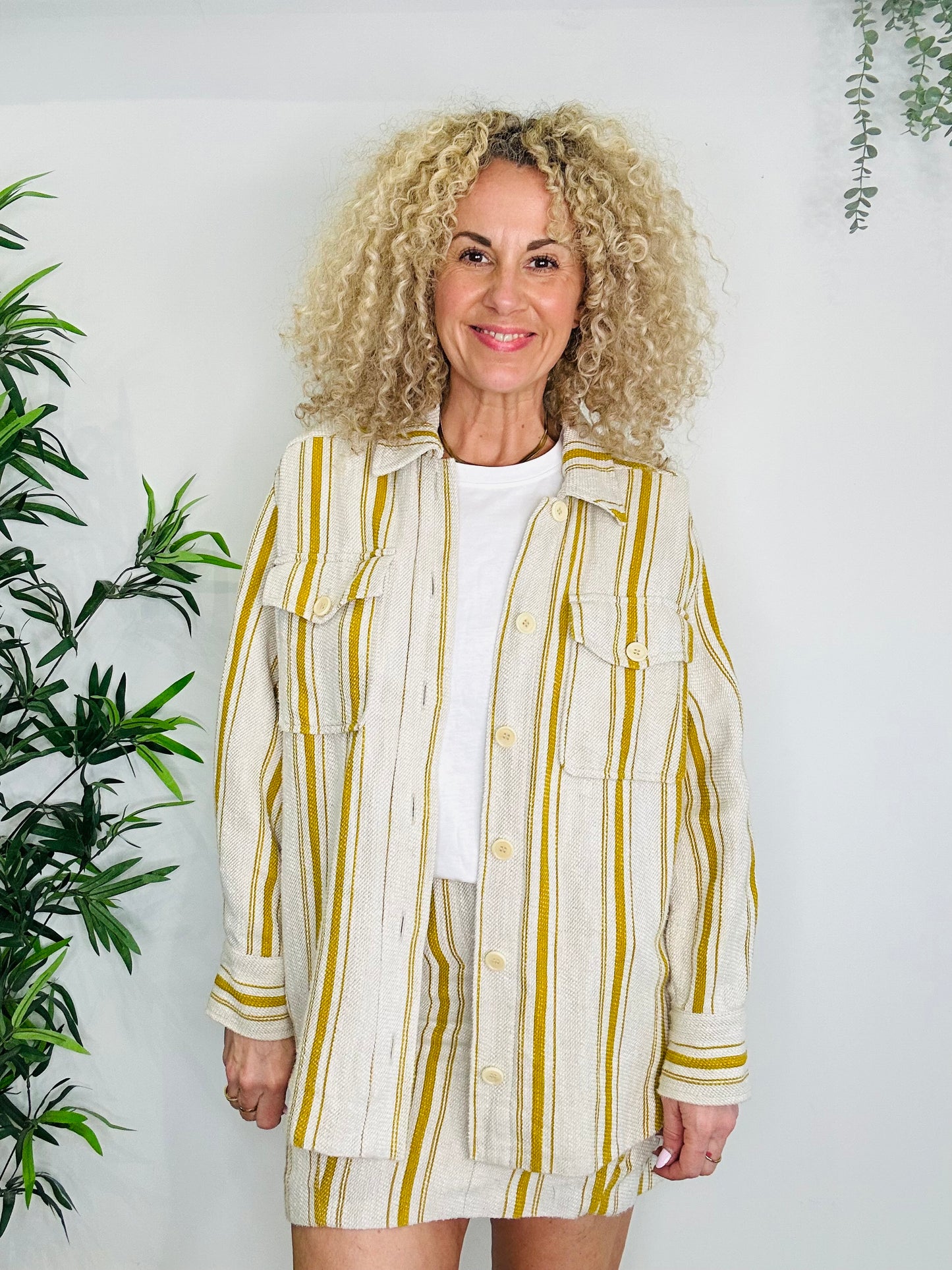 Striped Shirt & Skirt Set - Size L