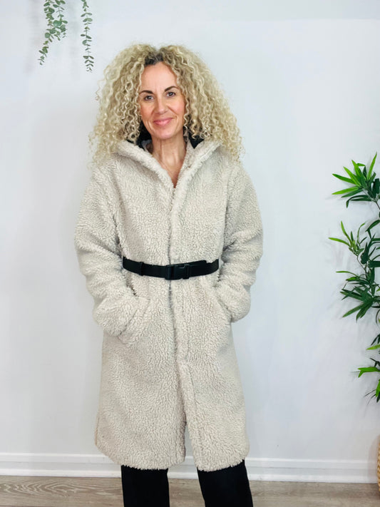 Belted Sherpa Coat - Size 2